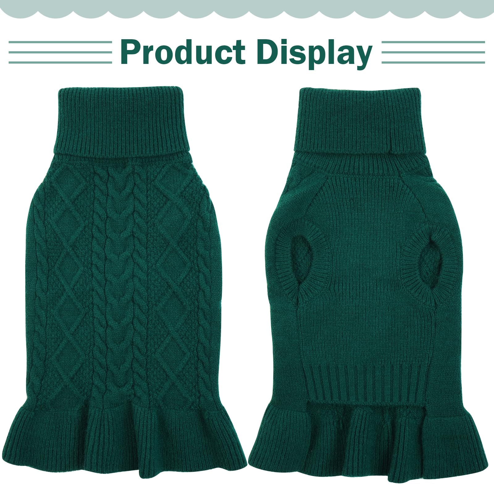 Qbleev Dog Dress, Medium Puppy Sweaters - Warm, Soft Turtleneck Custom Holiday Sweaters For Dogs, Girls & Boys