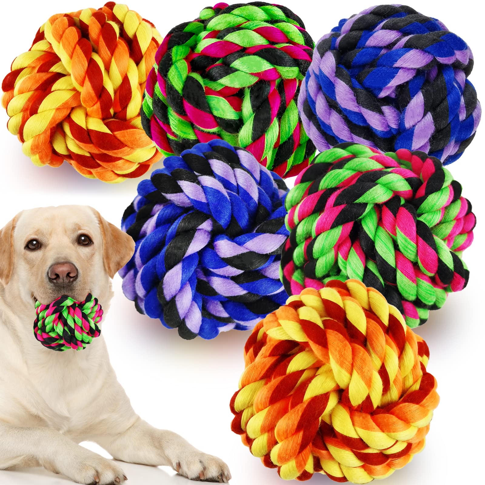 Losfong Large Dog Chew Toys For Aggressive Chewers, 6 Pack Almost Indestructible Dog Balls For Large Dogs, Heavy Duty Dental Cot
