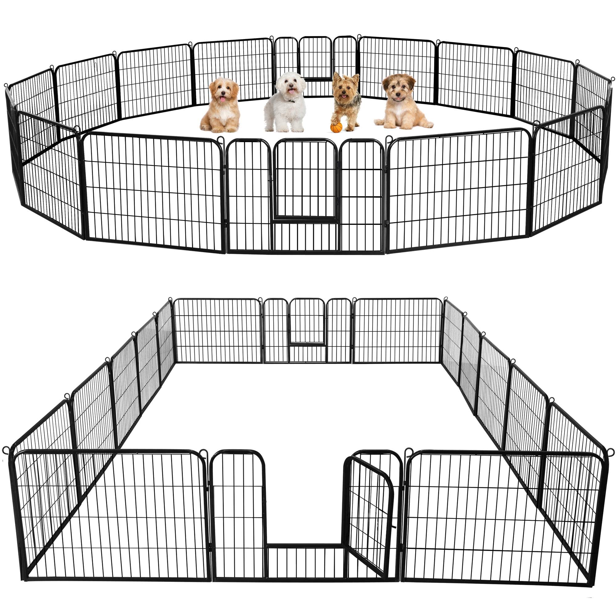 Yaheetech Dog Playpen Outdoor, 24 inch 16 Panels Dog Pen Indoor Heavy Duty Puppy Exercise Pen Metal Pet Fence for RV Camping/Yar
