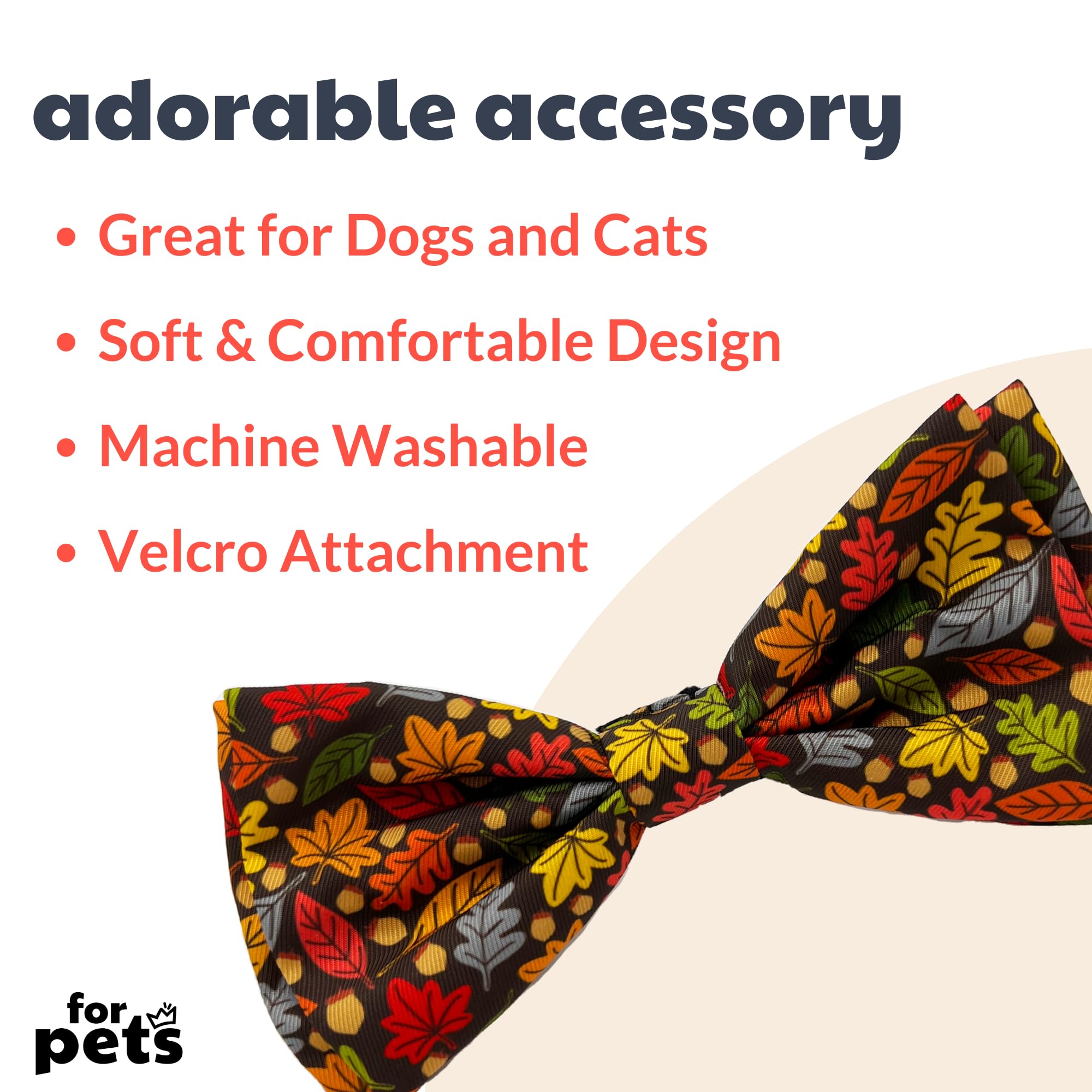 Huxley & Kent Fall Bow Tie Collar Attachment For Pets | Leaves & Nuts (Large) | Fun, Cute, Comfortable & Durable Bow Ties For Do