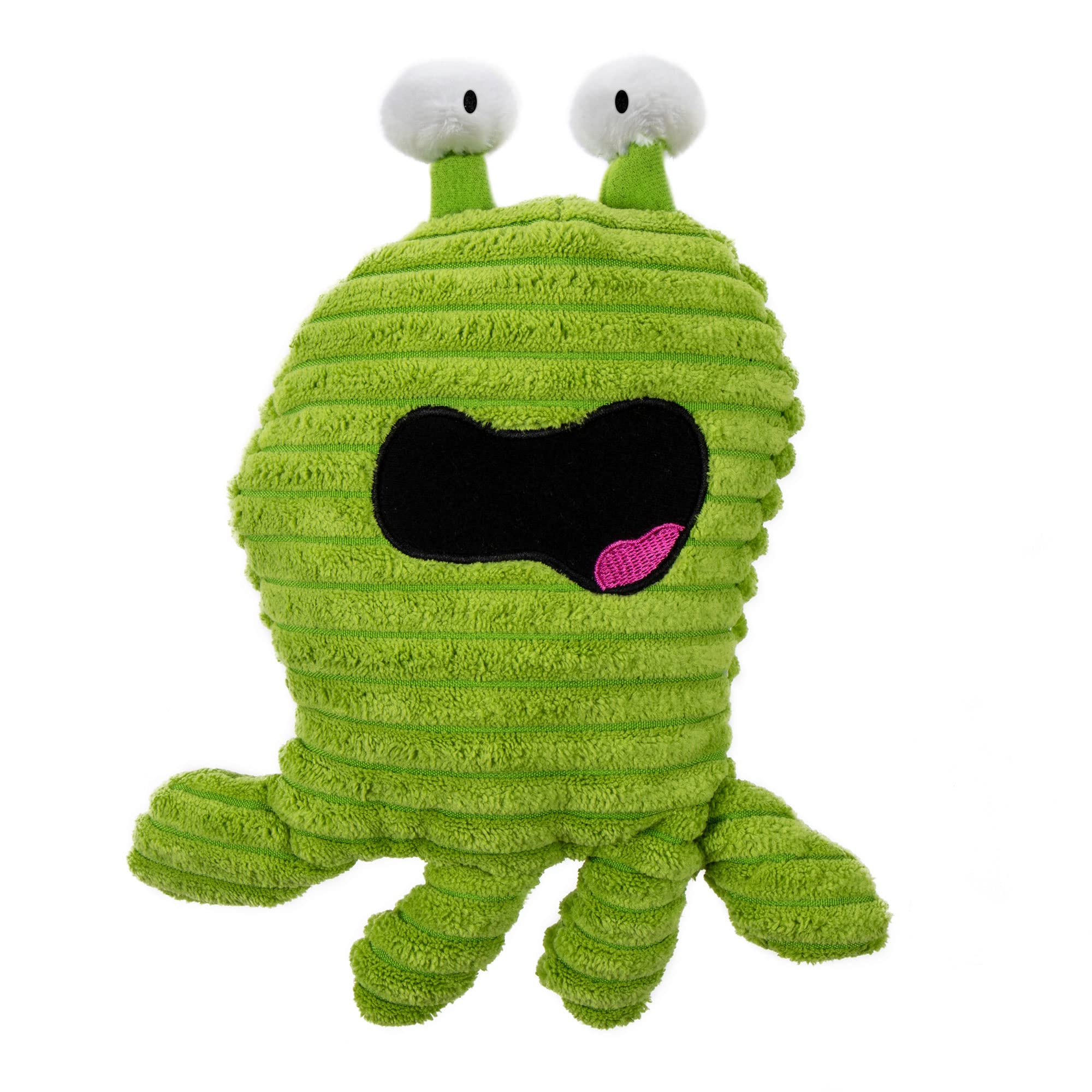 Godog Playclean Germs Squeaky Plush Dog Toy With Odor-Eliminating Essential Oils, Chew Guard Technology - Green, Large