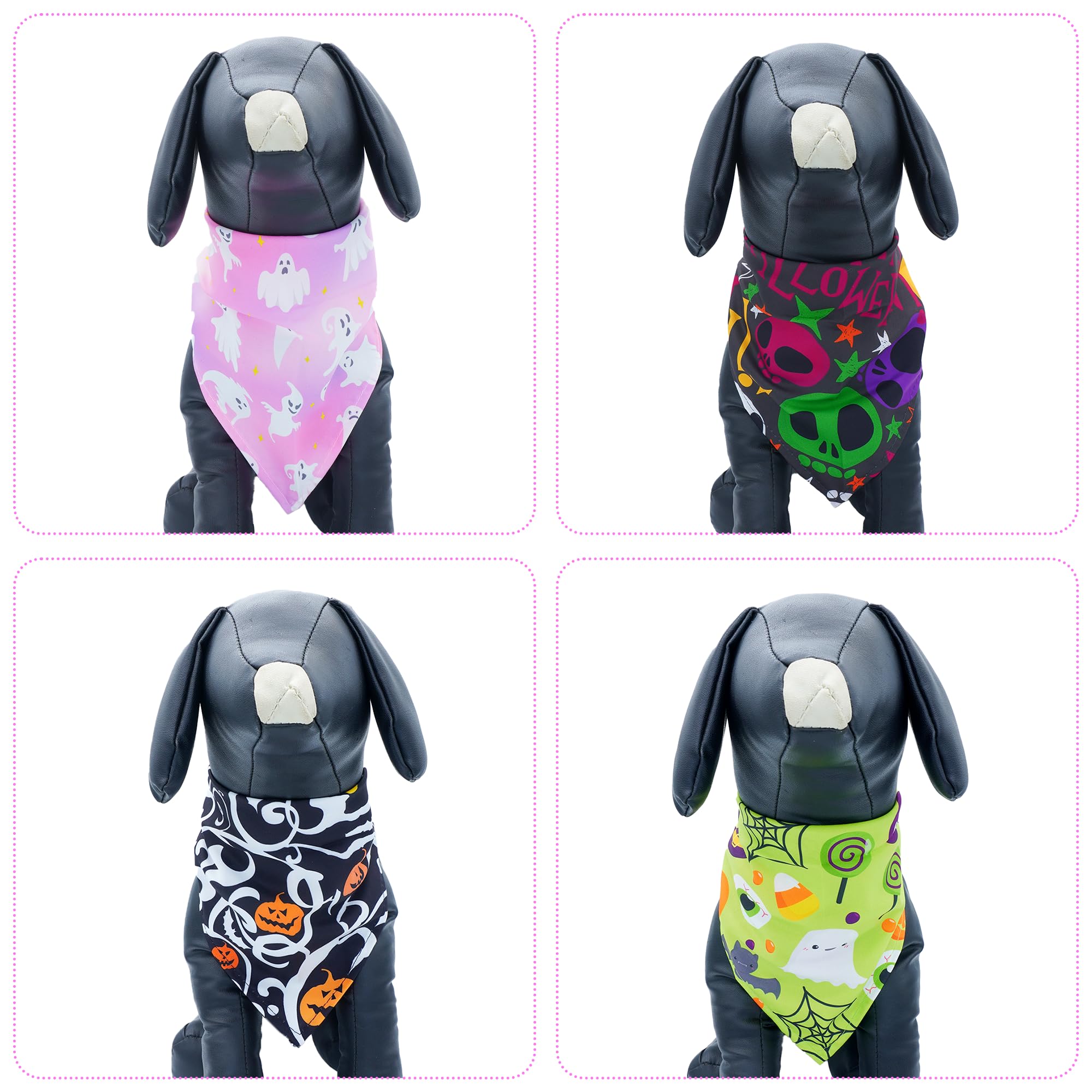 Pai Sence Halloween Dog Bandanas For Small Dogs 7 Pack Adjustable Dog Bandanas For Puppy 18 Inch Dogs Scarves For Cats Breed Gro