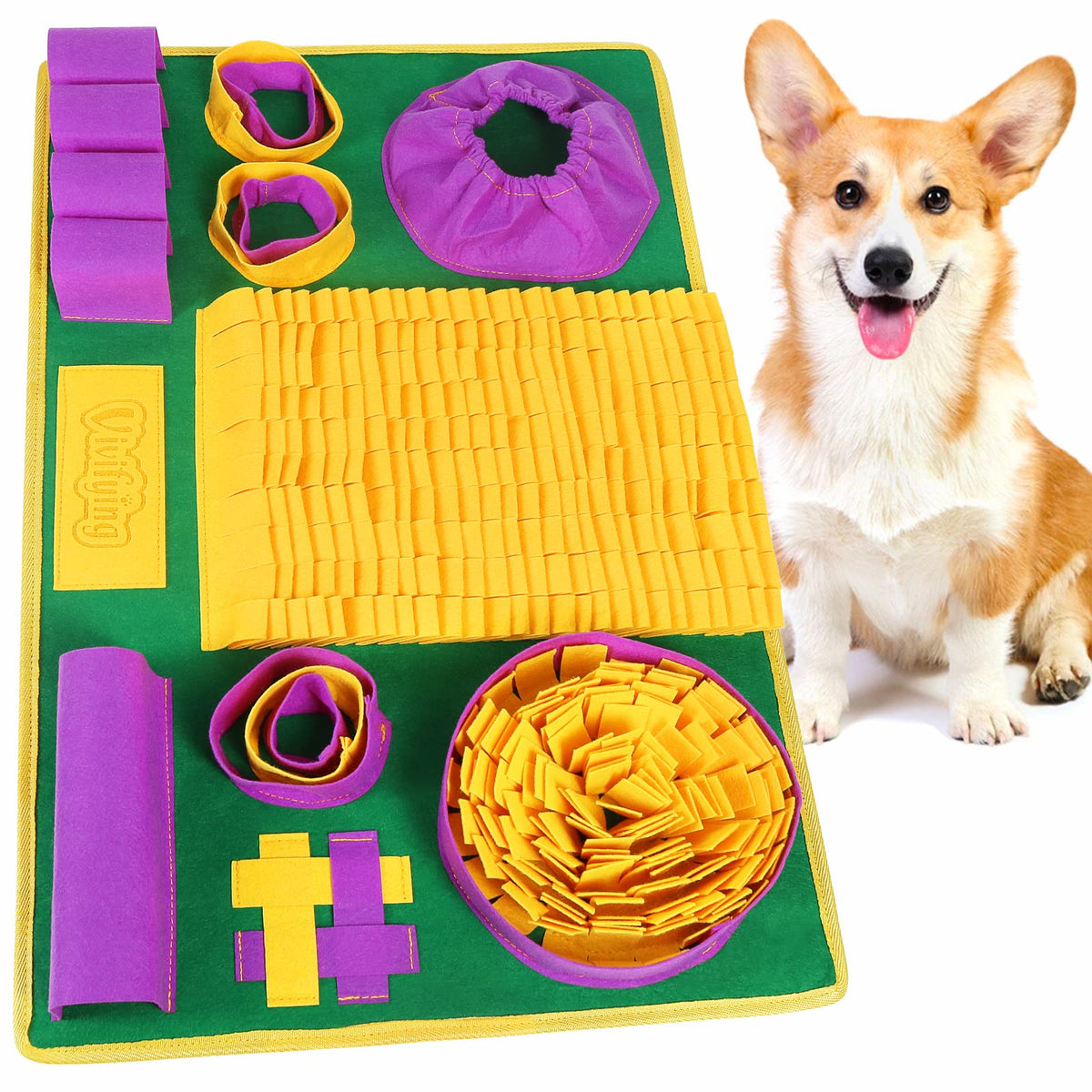 Vivifying Snuffle Mat For Dogs, Interactive Dog Puzzle Toys For Boredom And Mental Stimulation, Sniff Mat Helps Small Dogs And Cats Slow Eating And Keep Busy