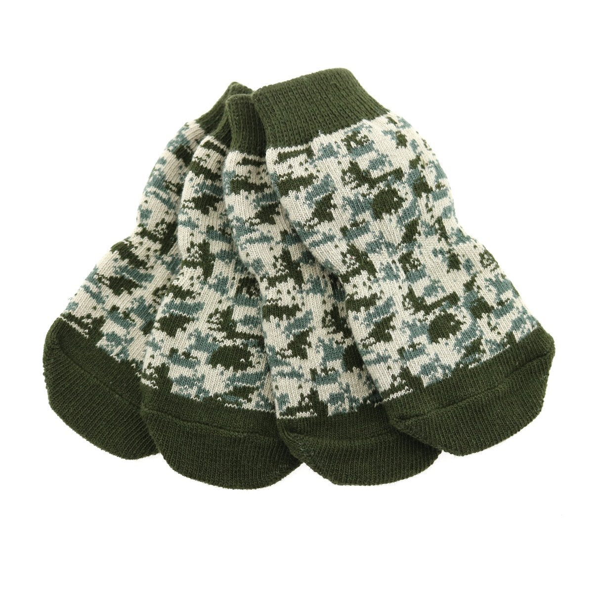 Doggie Design Non-Skid Dog Socks (Green Camo, M)