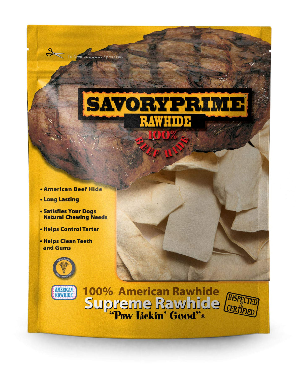 Savory Prime 459 Rawhide Chips Natural 2'X6' Bag Dog Treats, 1Lb