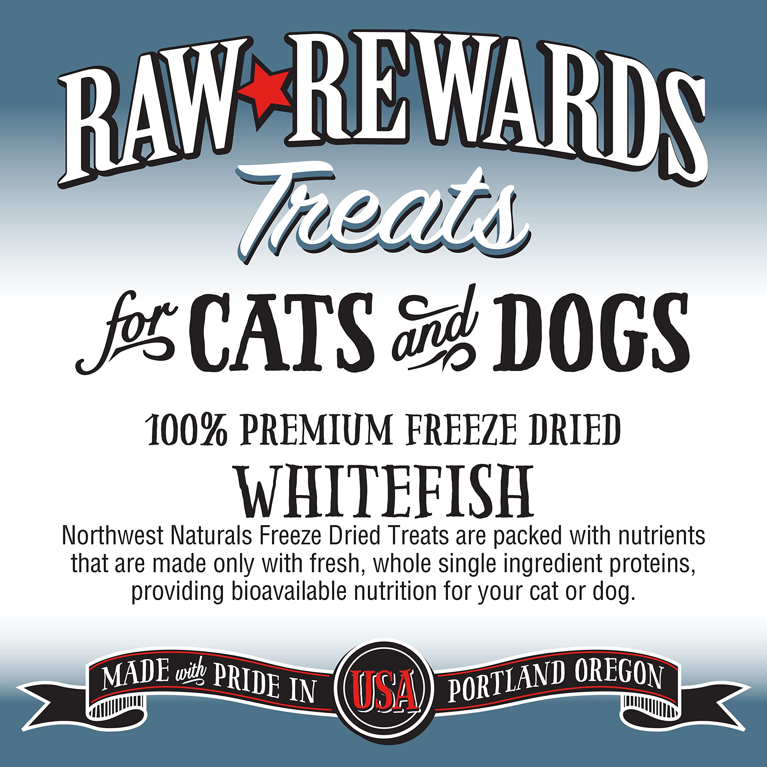 Northwest Naturals Raw Rewards Freeze-Dried Whitefish Treats for Dogs and Cats - Bite-Sized Pieces - Healthy, 1 Ingredient, Huma