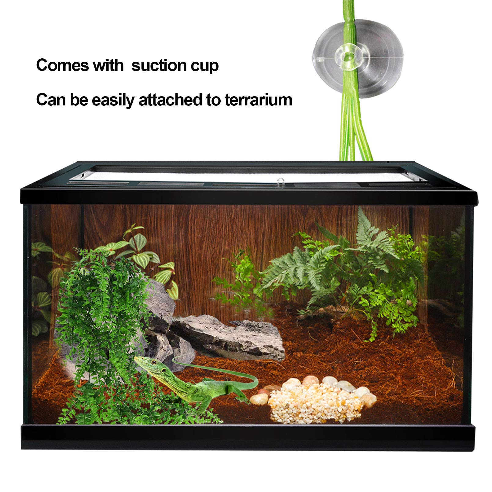 Kathson 3 Pcs Reptile Vines Plants Flexible Bendable Jungle Climbing Vine Terrarium Plastic Plant Leaves Pet Tank Habitat Decor For Bearded Dragons Lizards Geckos Snakes Frogs And More Reptiles