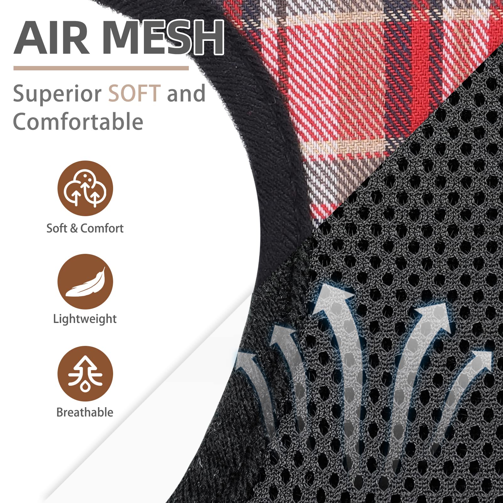 Pupteck Soft Mesh Dog Harness And Leash Set Pet Puppy Cat Comfort Padded Vest No Pull Harnesses, Red Mixed, M