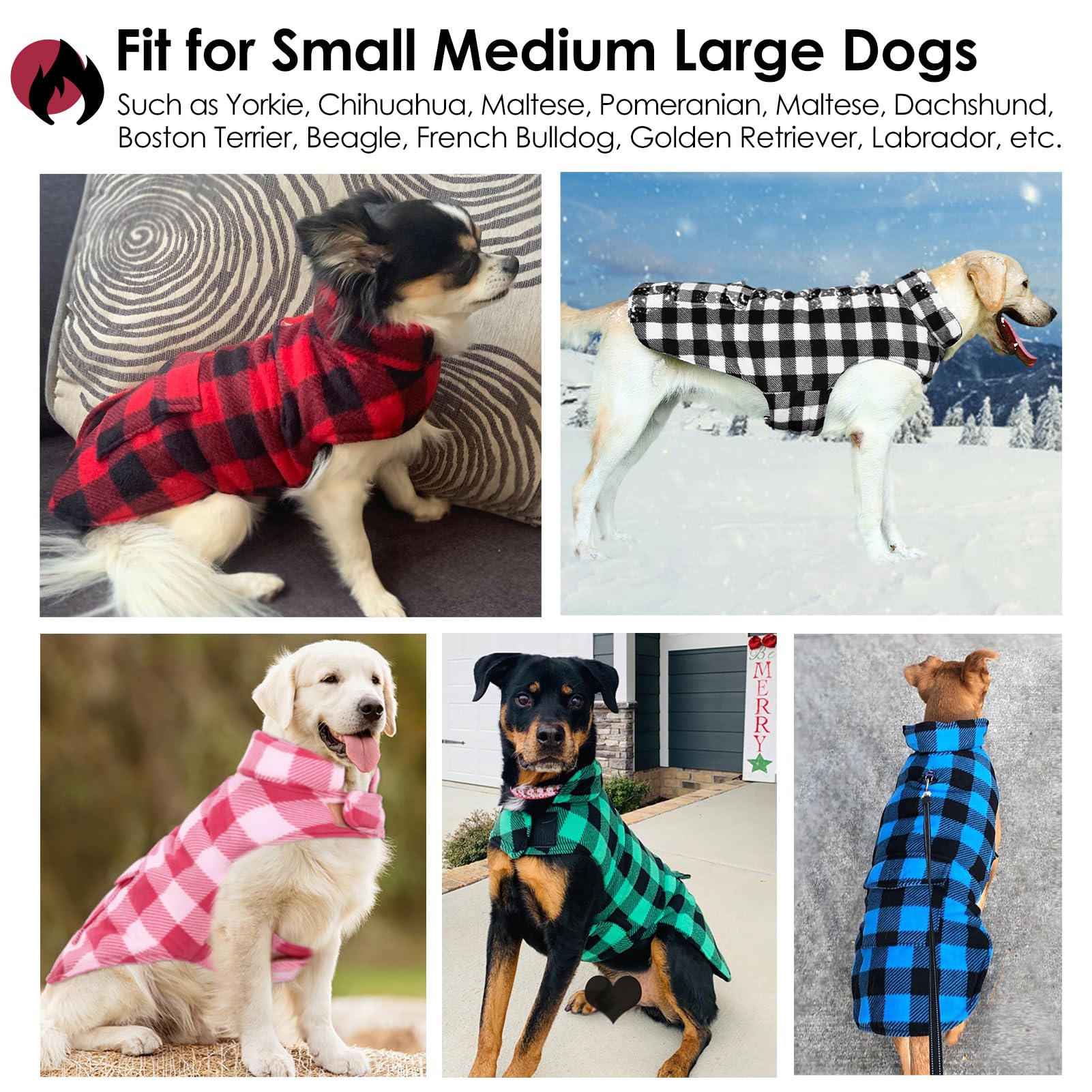 AOFITEE Reversible Dog Cold Weather Coat, Warm Puffer Jacket, Waterproof Winter Coat for Small Medium and Large Dogs