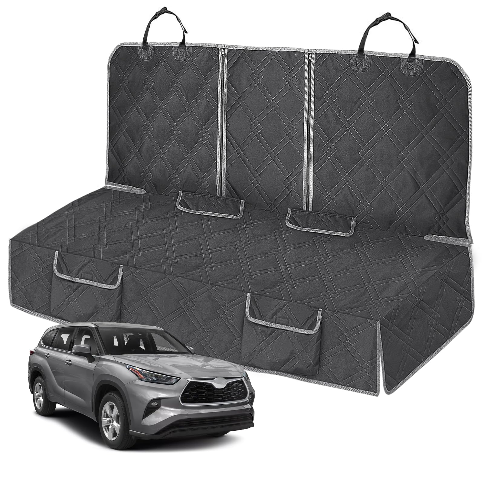 Kistrba Dog Car Seat Cover Compatible With Toyota Highlander 2013-2024 2025, Waterproof Pet Bench Seat Cover For Back Seat, 600D
