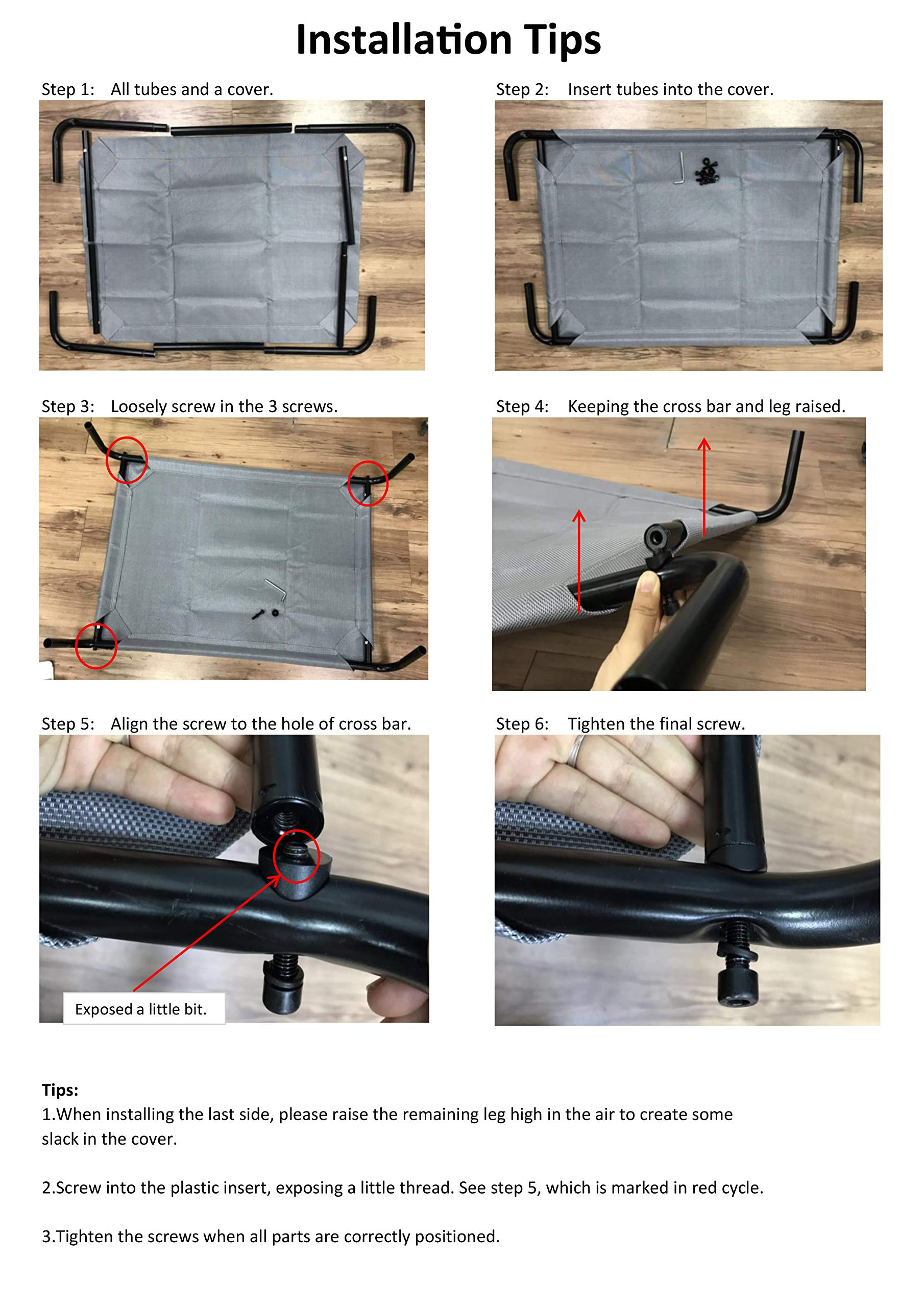 Phyex Heavy Duty Steel-Framed Portable Elevated Pet Bed, Elevated Cooling Pet Cot, 33' L X 19' W X 7.5' H(S, Brown)