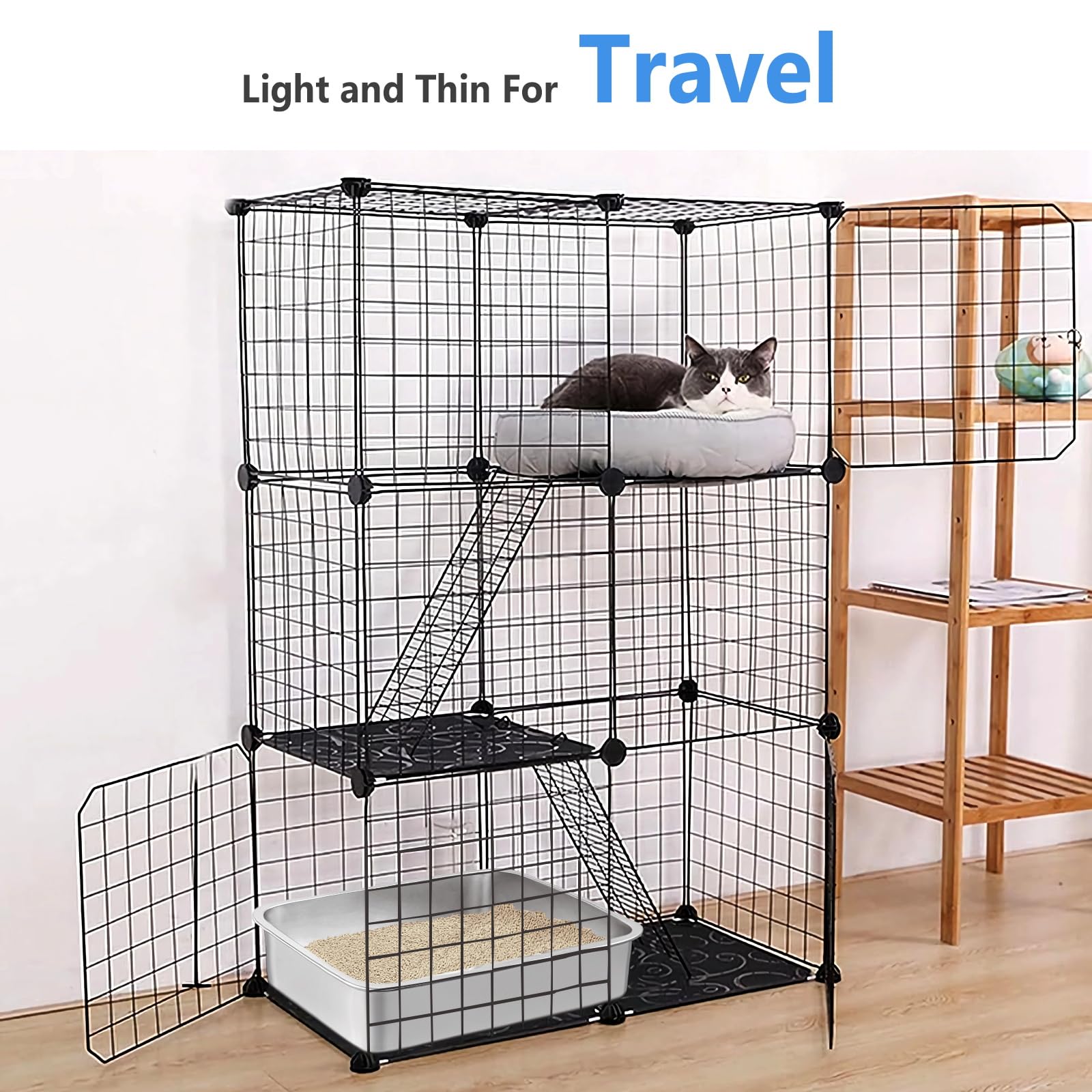 Travel Litter Box for Cats, Light and Thin Stainless Steel Litter Box for Cat Crate, Cat Playpen, Cat Kennel, Cage, Cat House (1