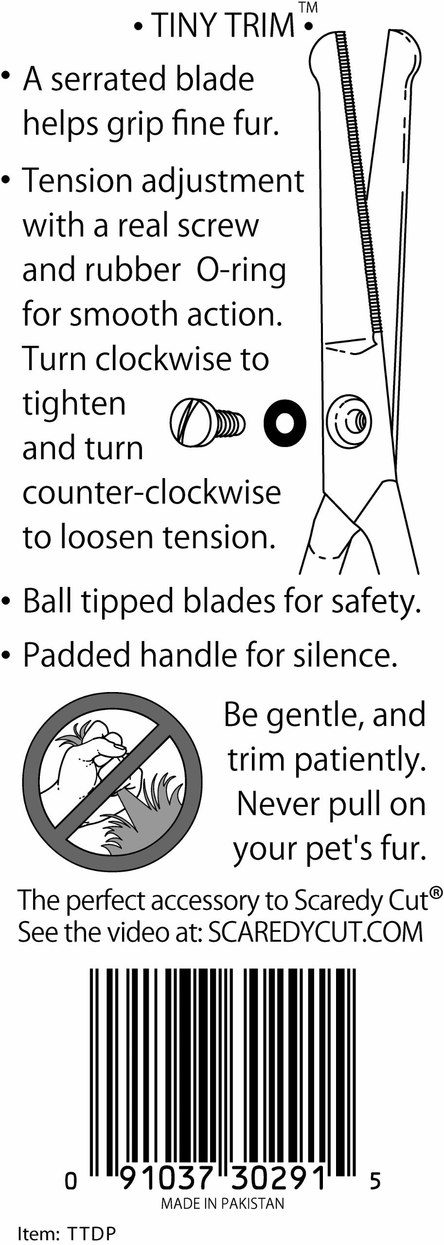 Tiny Trim 4.5'' Ball-Tipped Scissor For Dog, Cat And All Pet Grooming - Ear, Nose, Face & Paw - Scaredy Cut'S Small Safety Sciss