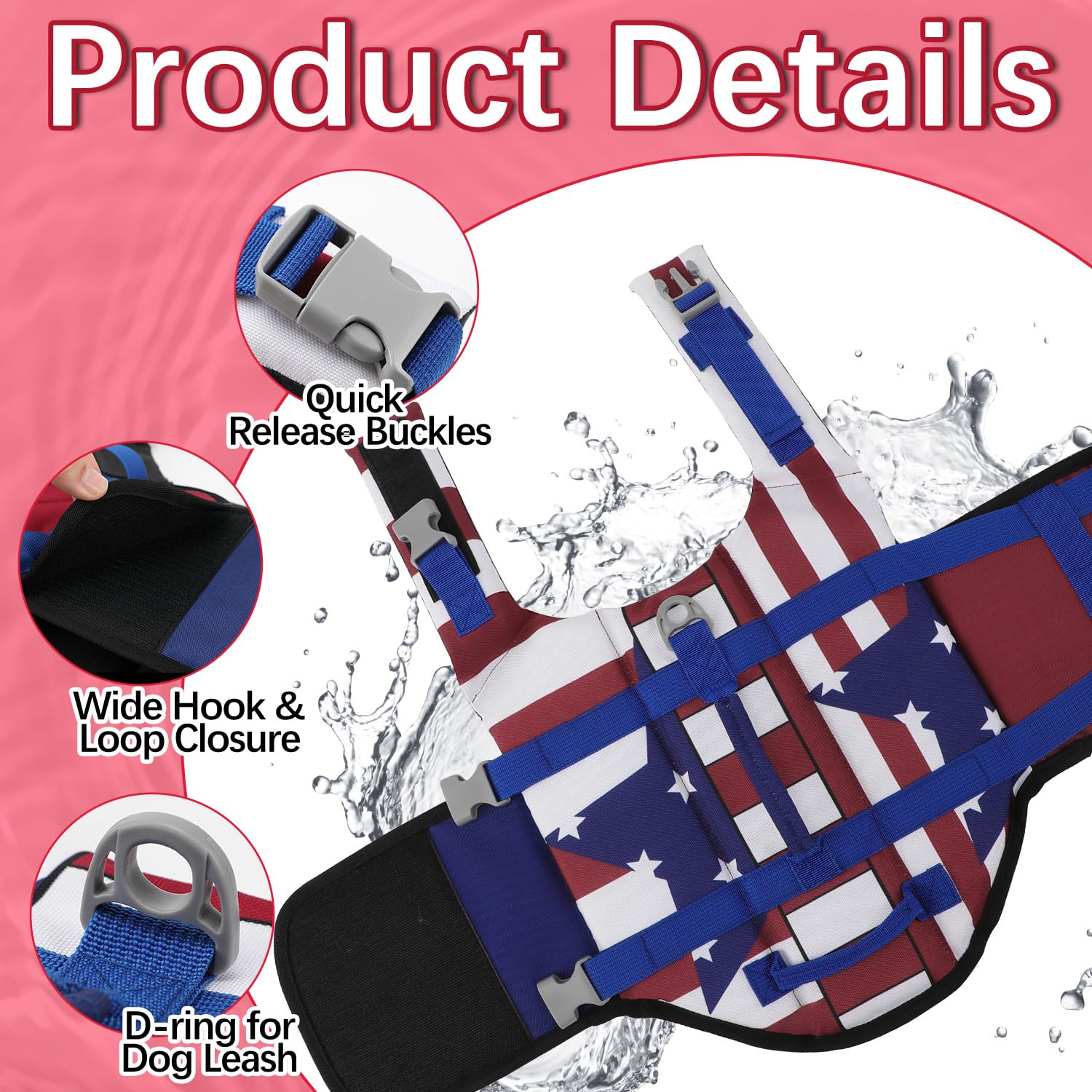 Emust Dog Life Jacket, Dog Life Vests For Swimming, Beach Boating With High Buoyancy, Dogs Flotation Vest L, Flagstar