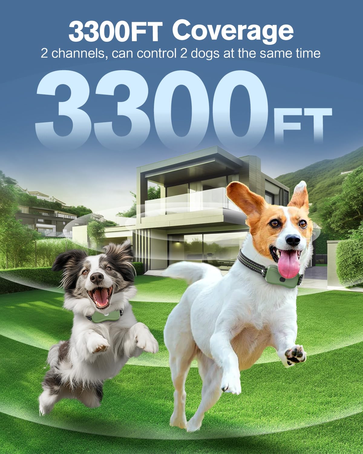 Dog Shock Collar With Remote Control, 3300Ft Dog Training Collar With Light, With Beep, Vibration, Safety Shock Mode, Rechargeab