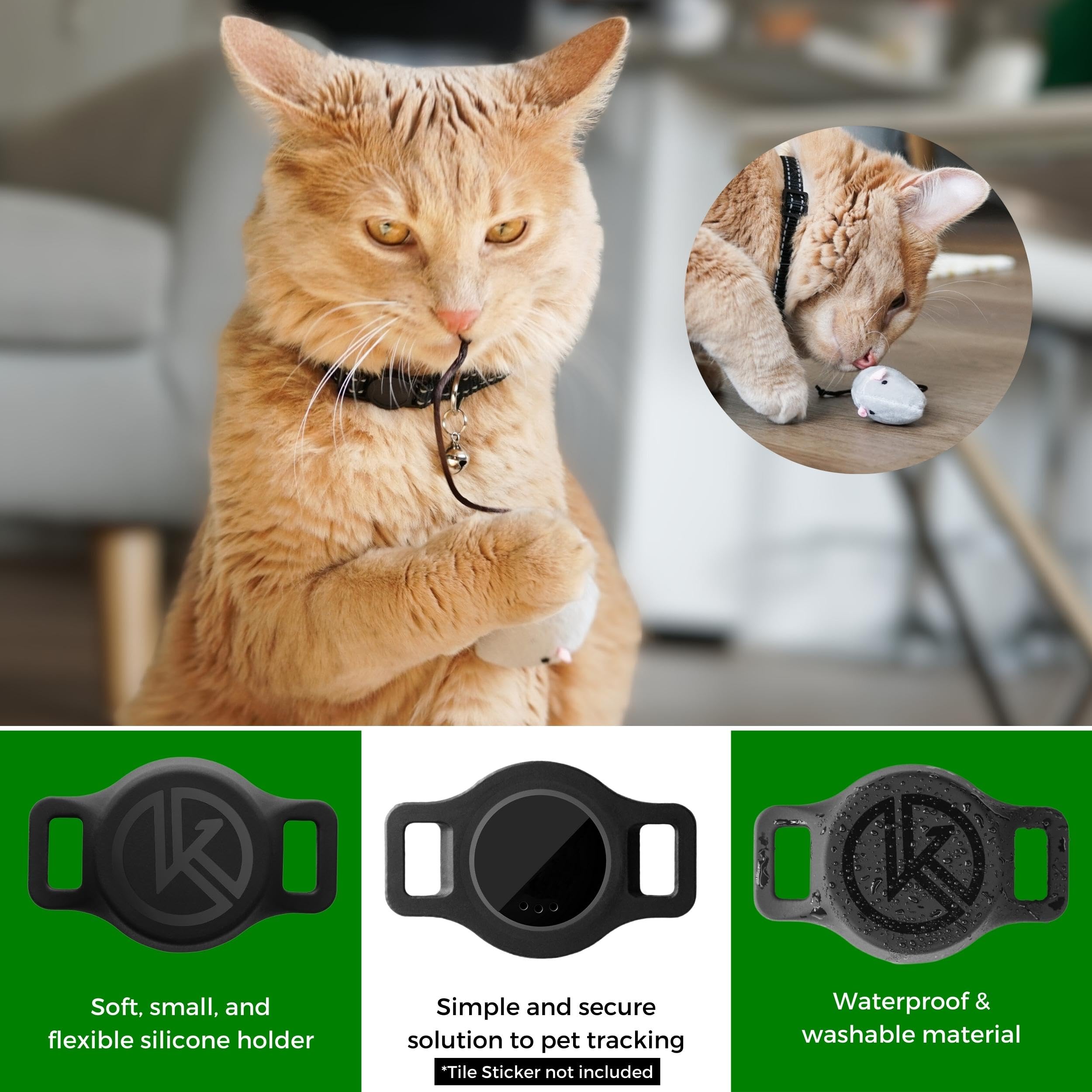 Tile Sticker Holder Cat Tracking Collar (2024) - Breakaway, Reflective Kitten Collar With Bell And Holding Case For Tile By Life