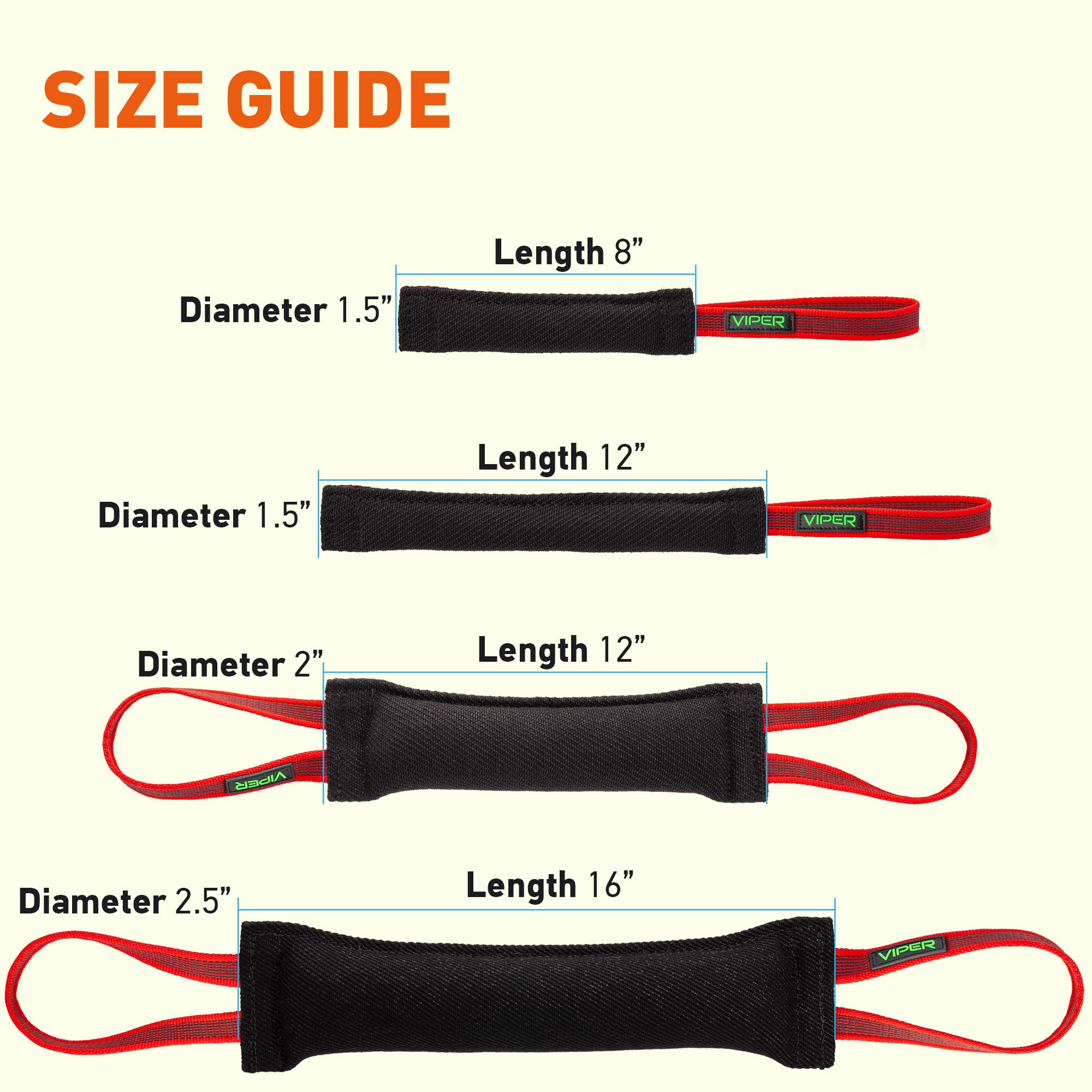 Viper Heavy Duty French Linen Dog Bite Tug Toy - K9 Trainer, Tough And Durable For Dogs Shutzhund Ipo K-9 - Black - 12In L X 2In