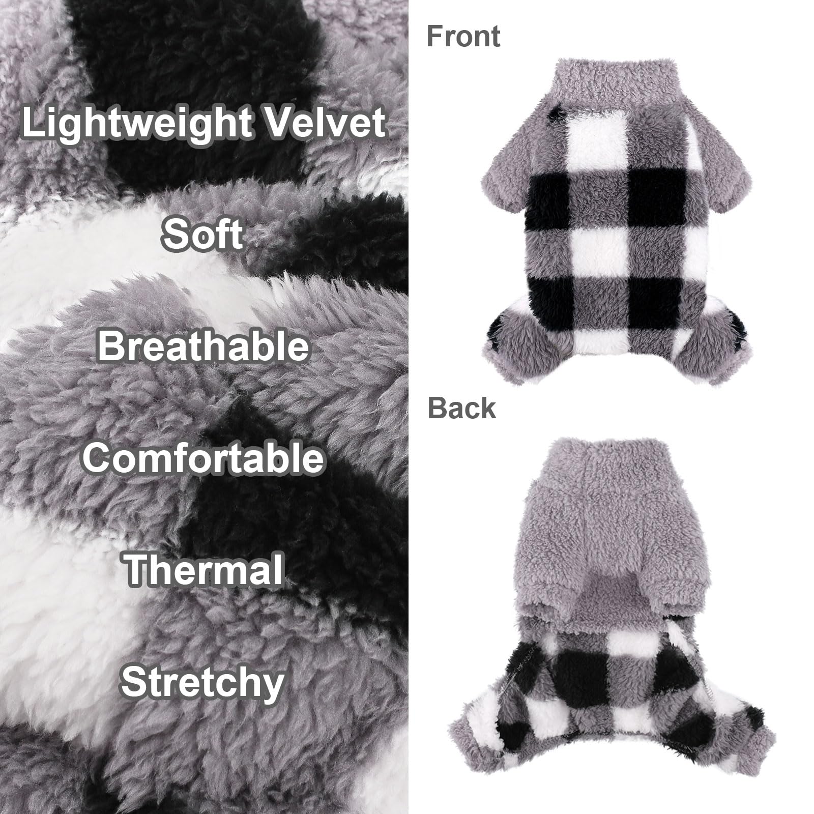 Dog Pajamas Pjs Dog Clothes for Small Dogs Girl Boy Warm Spring Fall Winter Dog Onesie Dog Sweaters Fleece Puppy Jumpsuits 4 Leg