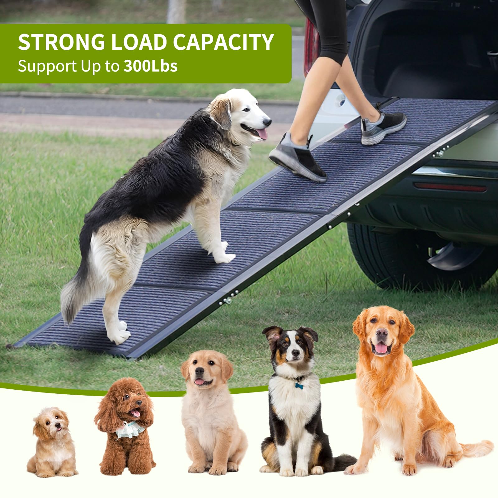 Homfstyi Dog Ramp For Car, 71'' L X 20'' W Dog Ramps For Large Dogs, Extra Wide Pet Ramp With Non-Slip Surface For Medium & Larg