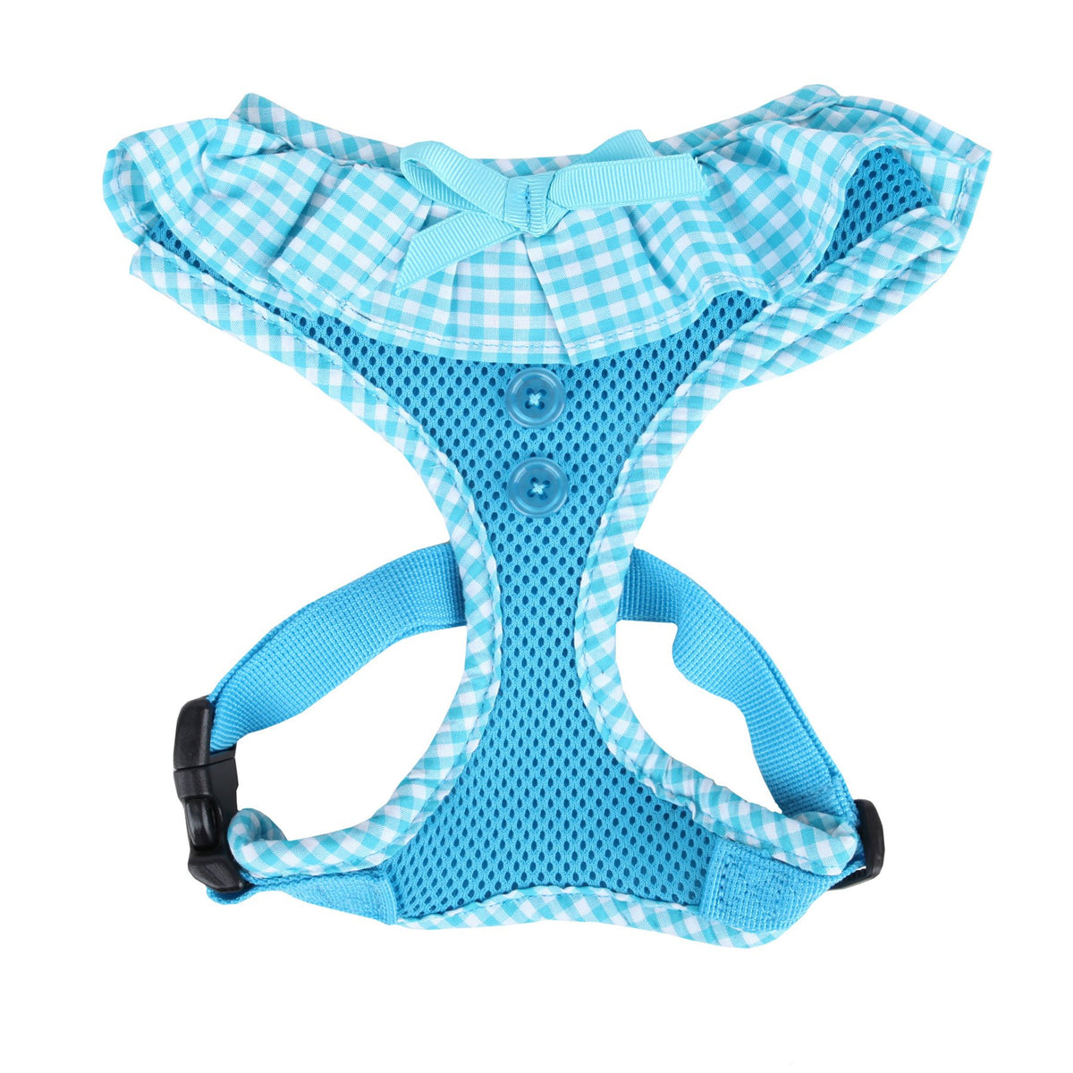 Puppia Vivien Dog Harness Over-The-Head All Season Cute No Pull No Choke Walking Training Adjustable For Small Dog, Sky Blue, Medium