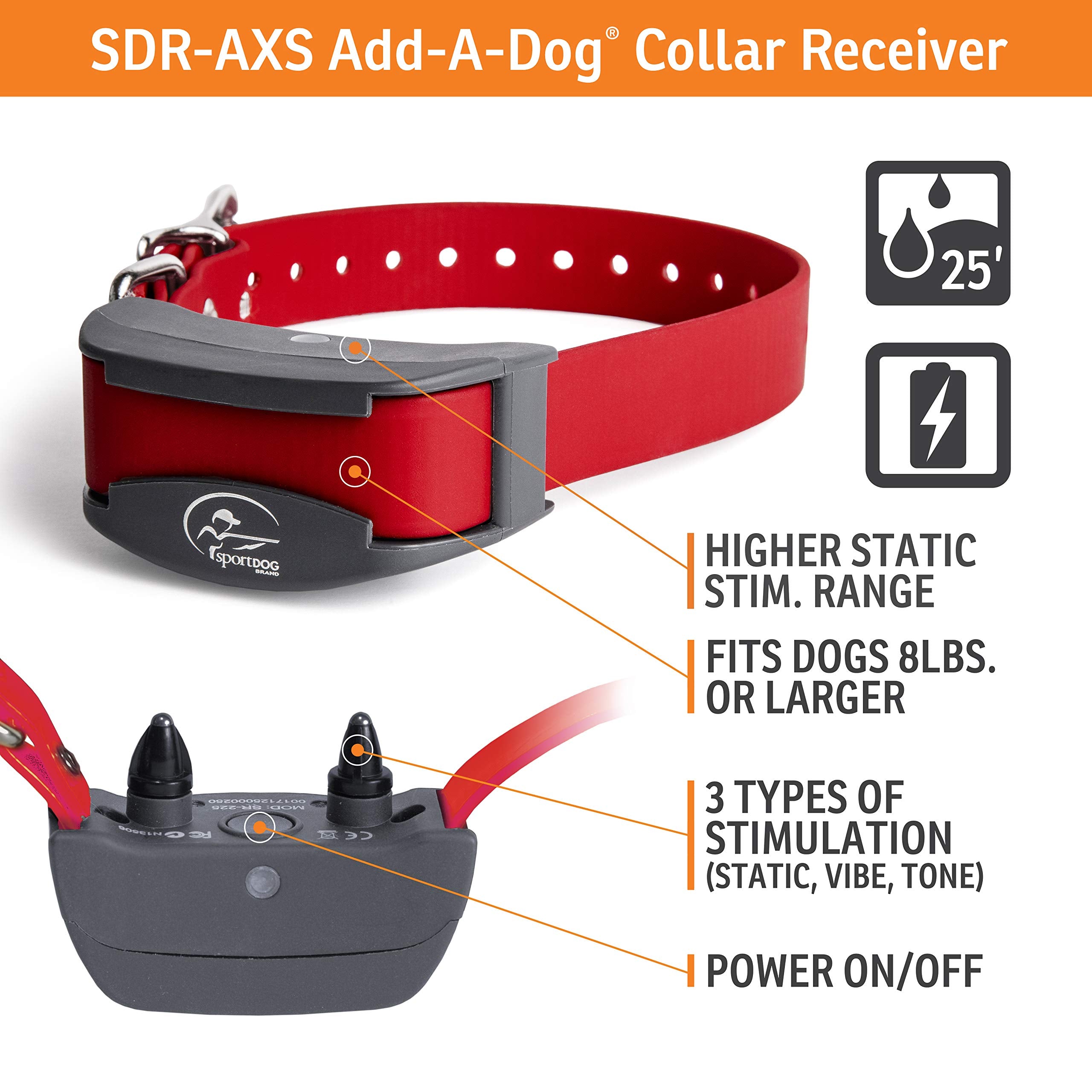 Sportdog Brand Fieldtrainer 425Xs Add-A-Dog Collar For Stubborn Dogs - Additional, Replacement, Or Extra Collar For Your Remote