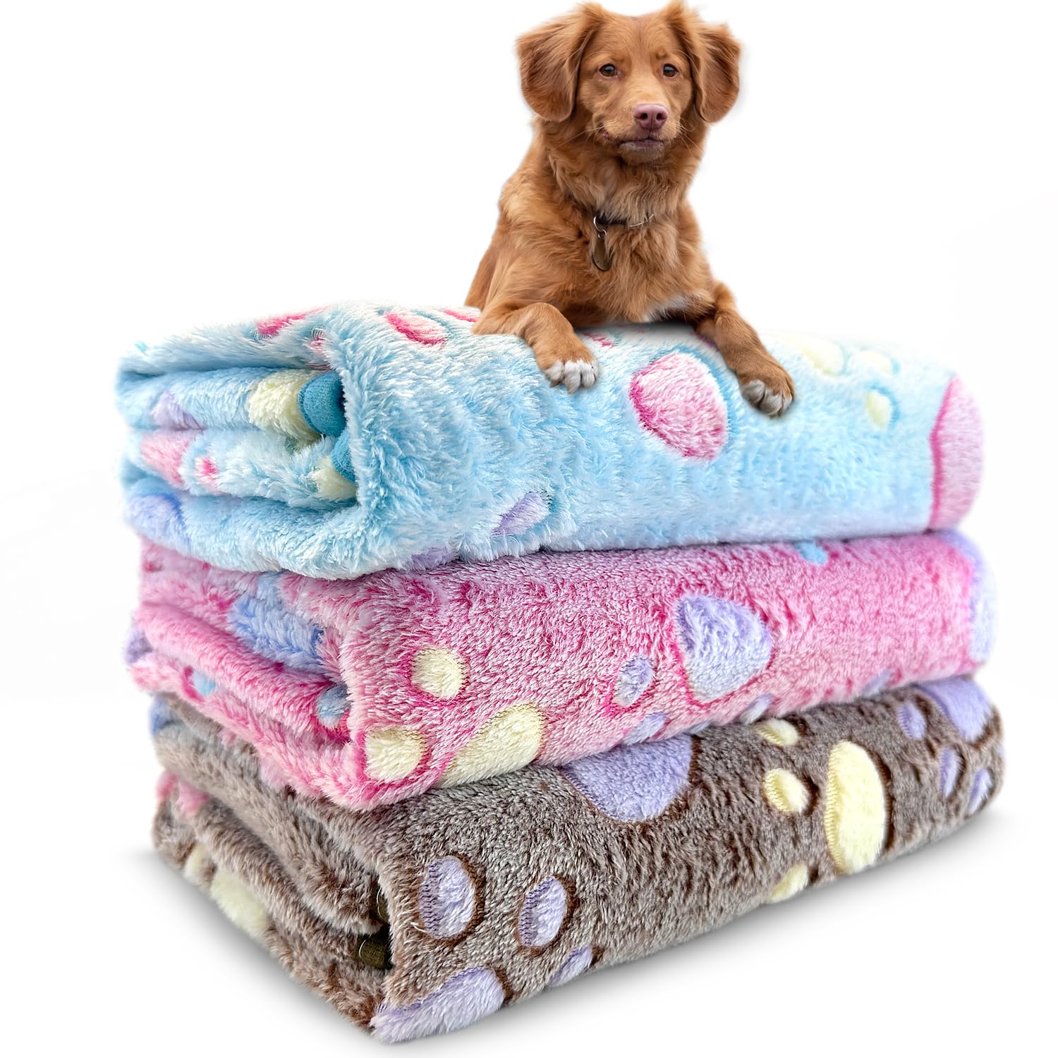 Dog Blankets Washable, 3 Pack Dog Blanket Washable 30'' X 20'', Fuzzy Soft Pet Mat Throw Cover For Kennel Crate Bed, Blankets Fo