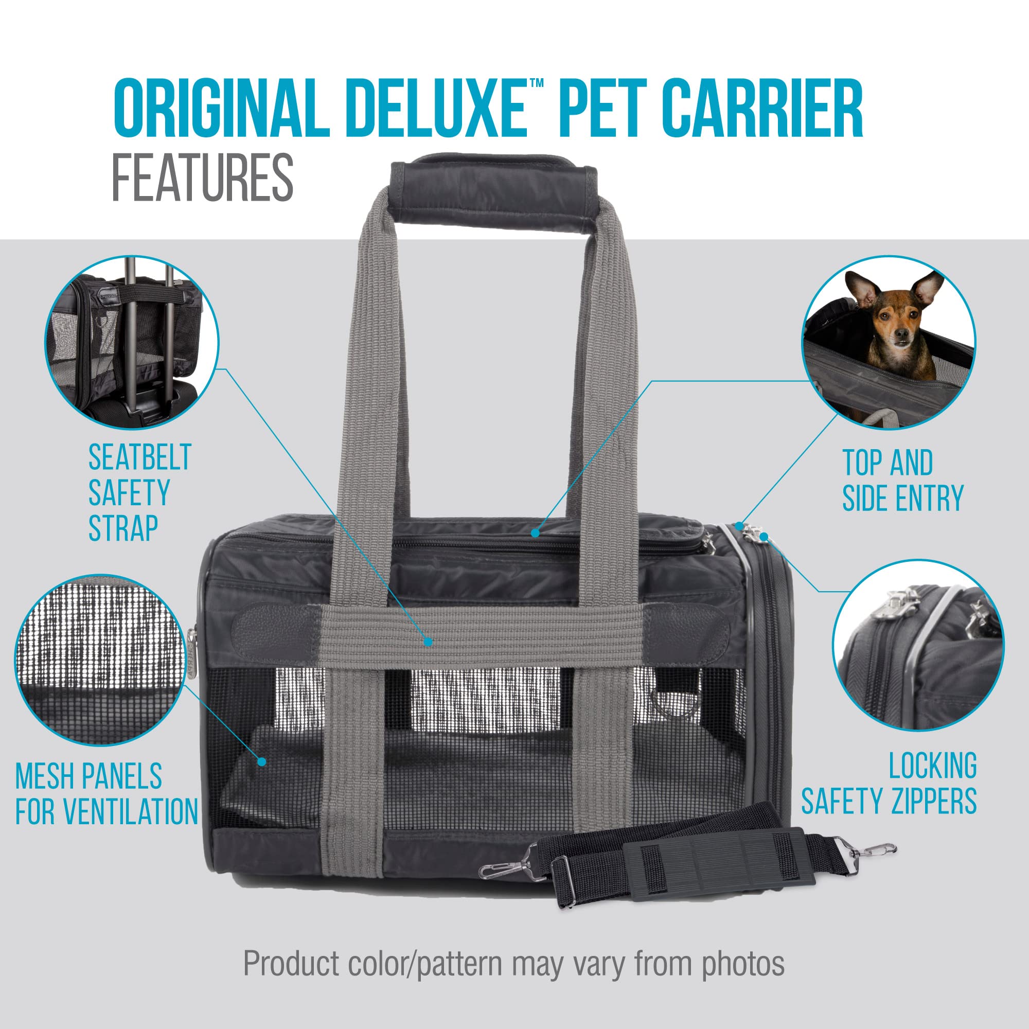 Sherpa Original Deluxe Travel Pet Carrier, Airline Approved - Charcoal Gray, Large