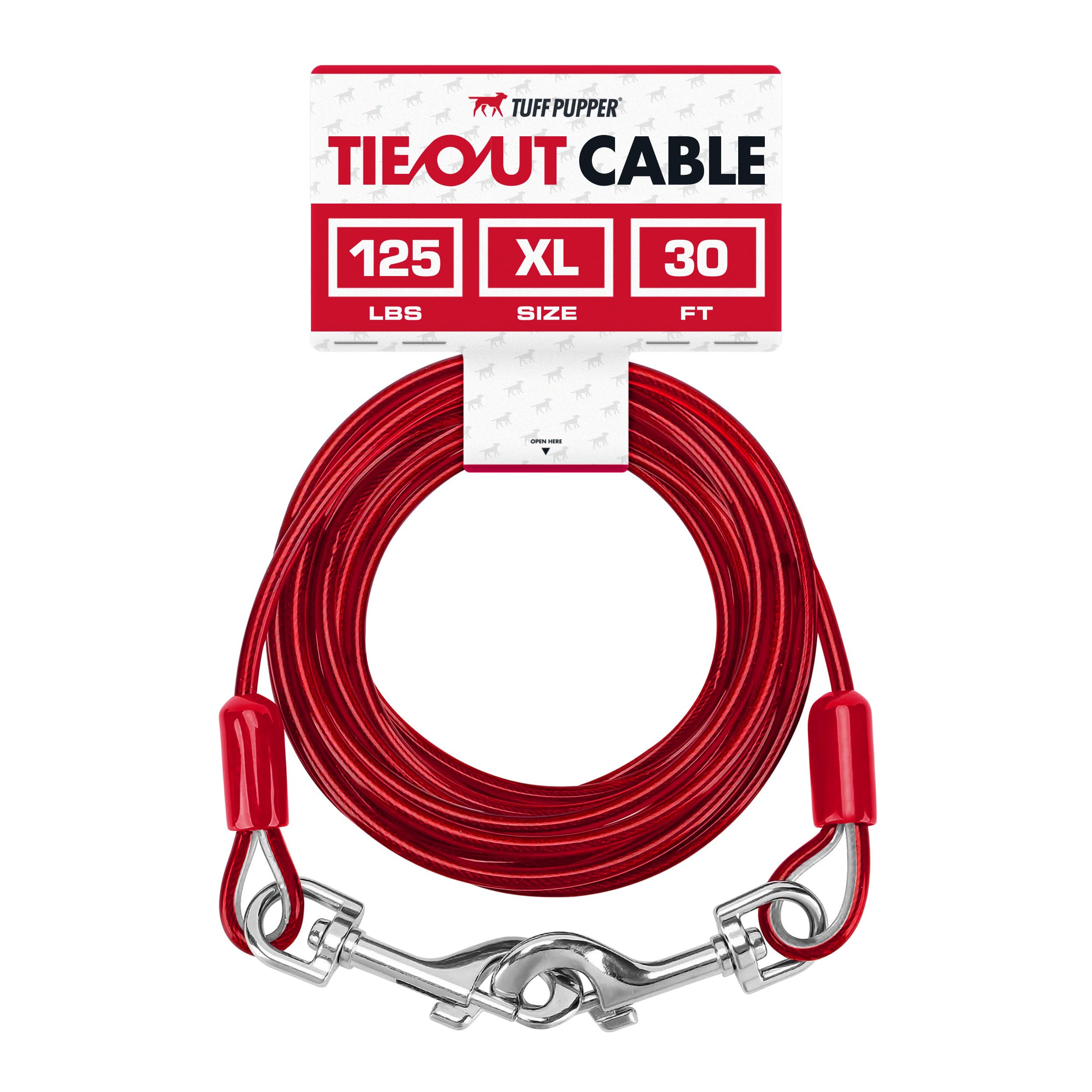 Tuff Pupper Dog Tie Out Cable 30 Feet | Dog Runner Cable For Yard 30 Ft | Heavy Duty Lead | Water & Rust Resistant Industrial St