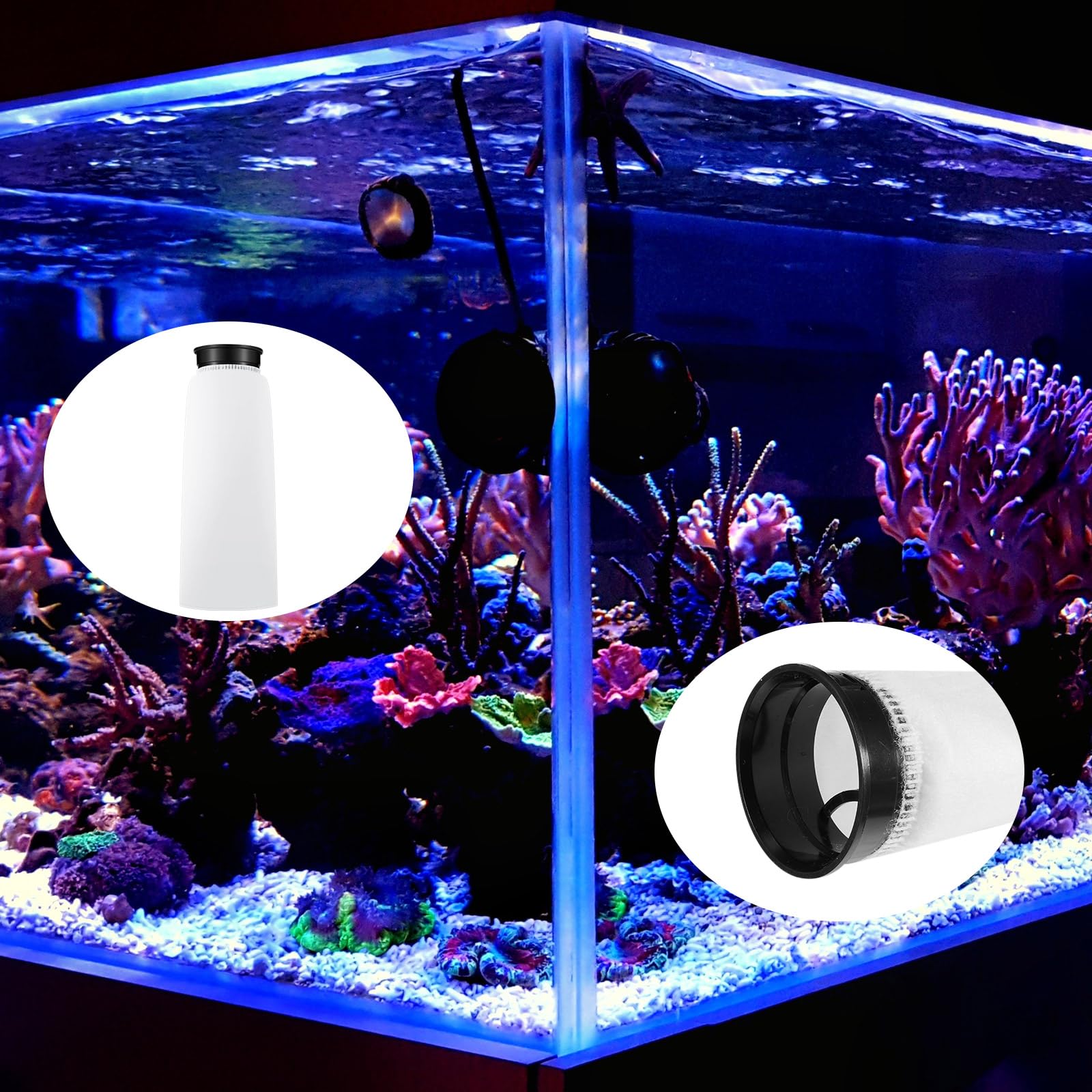 Jecery 8 Pcs 2.75 X 10 Inches Filter Socks Aquarium Filter Bags With Black Rim 225 Μm Aquarium Filter Sock For Saltwater Aquarium Ponds Sumps Overflows