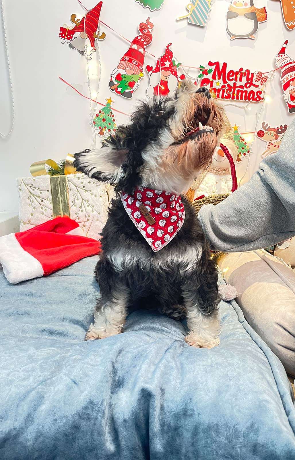 Lionet Paws Christmas Dog Bandana Washable Cotton Handkerchief Scarf Triangle Bandana for Small Medium Large Dogs Santa Claus Gi