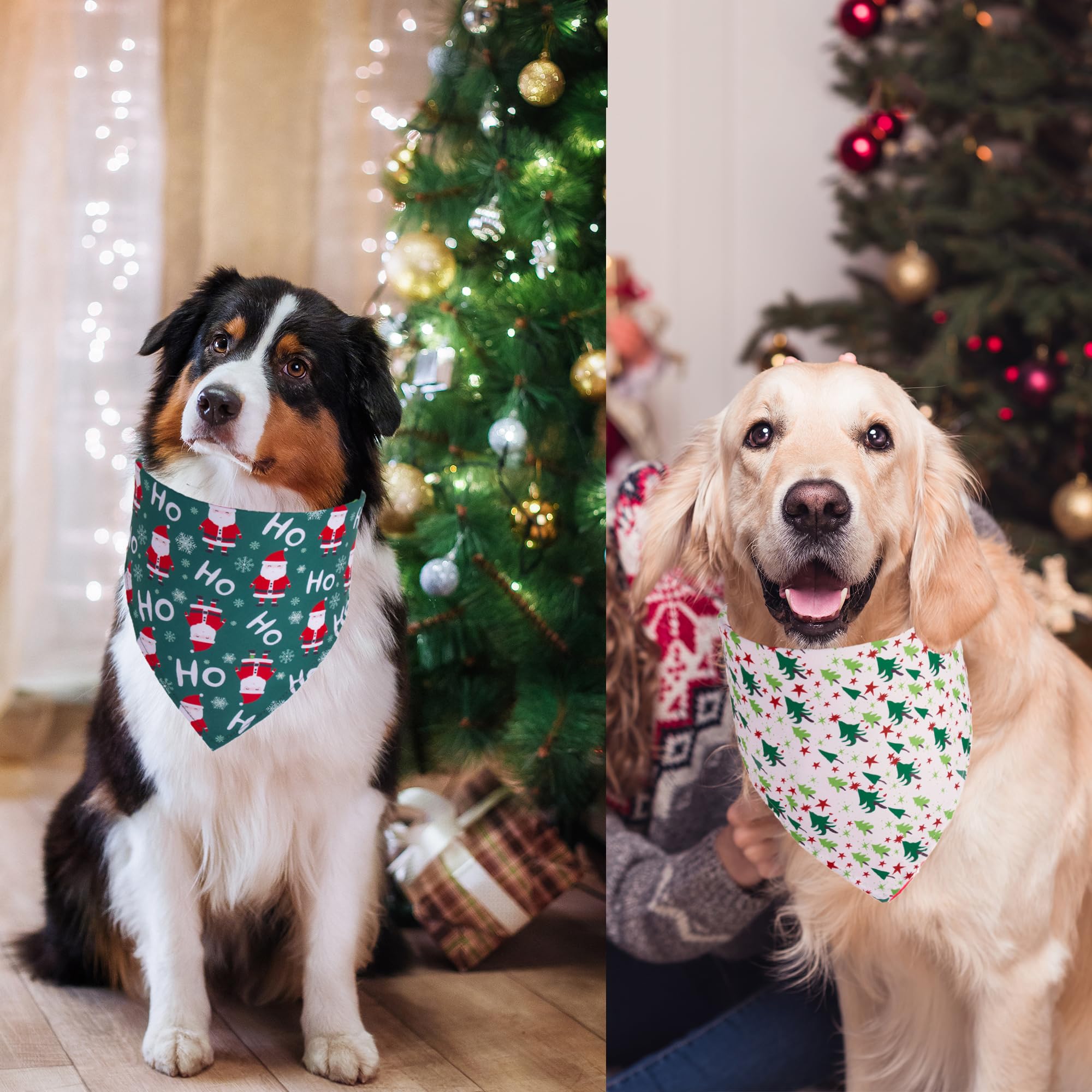 ADOGGYGO 4 Pack Dog Bandana Christmas Pet Scarf Triangle Bibs Kerchief Set Pet Christmas Costume Accessories Decoration for Larg