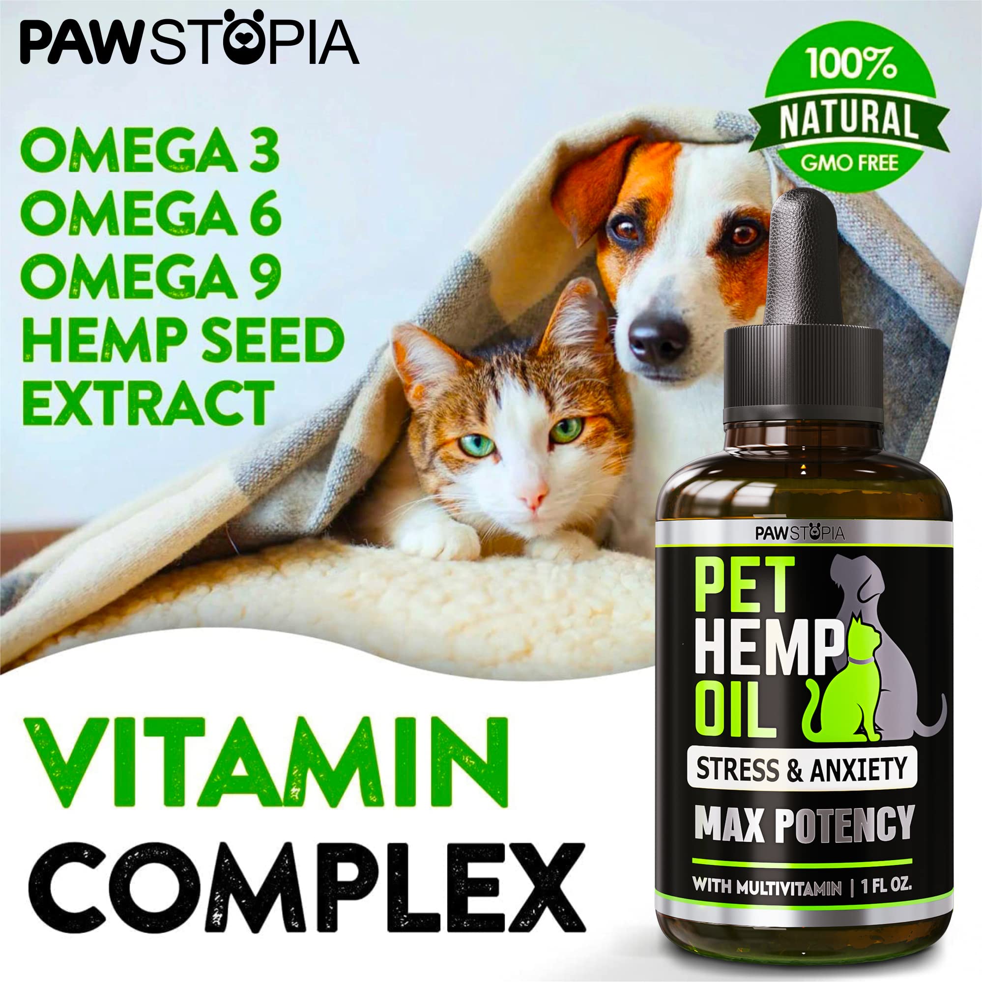 (2 Pack) Hemp Oil for Dogs and Cats - Helps Pets with Anxiety, Pain, Stress, Sleep, Arthritis, Seizures Relief - Cat Anxiety Rel