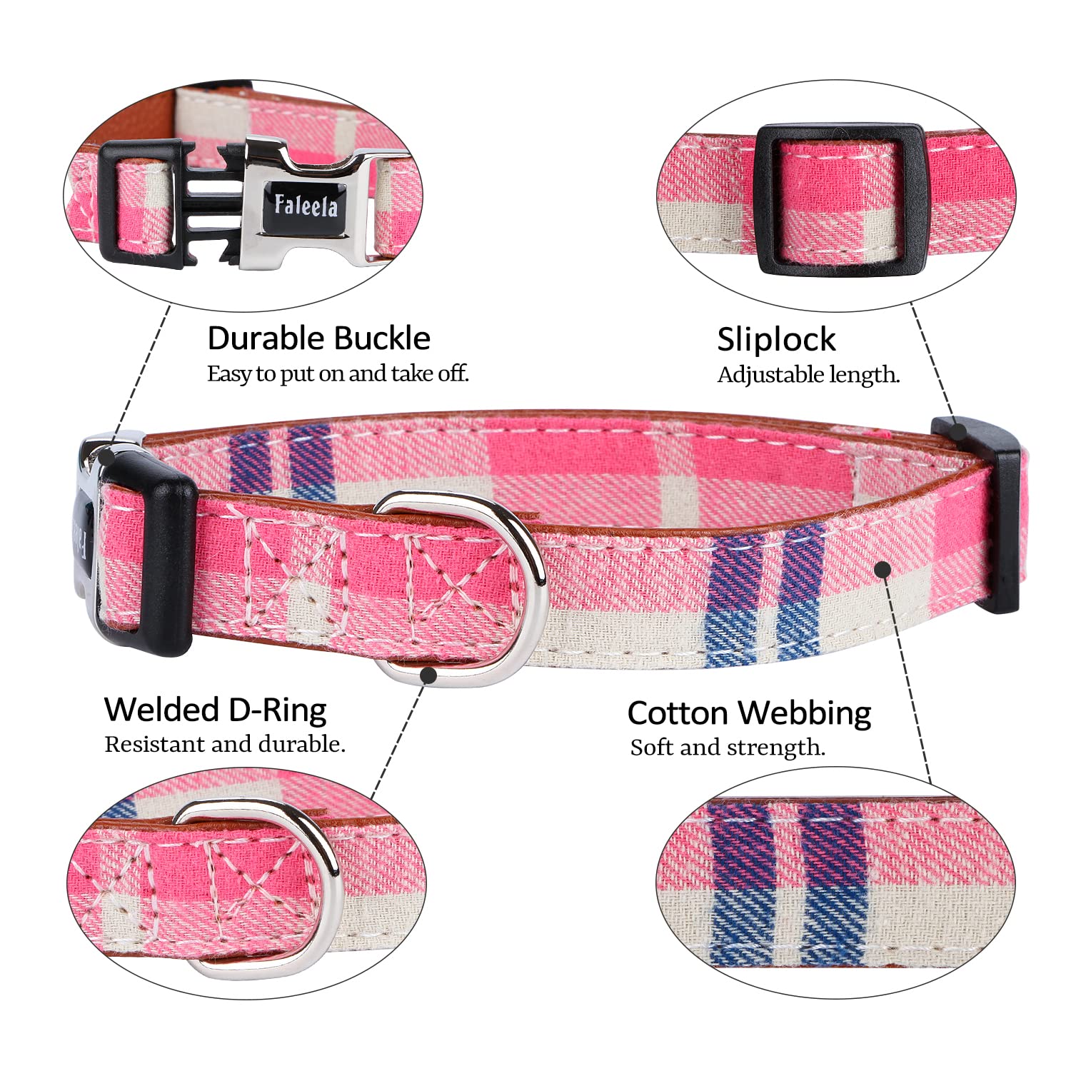 Faleela Soft &Comfy Bowtie Dog Collar,Detachable And Adjustable Bow Tie Collar,For Small Medium Large Pet (Large(Pack Of 1), Pink)