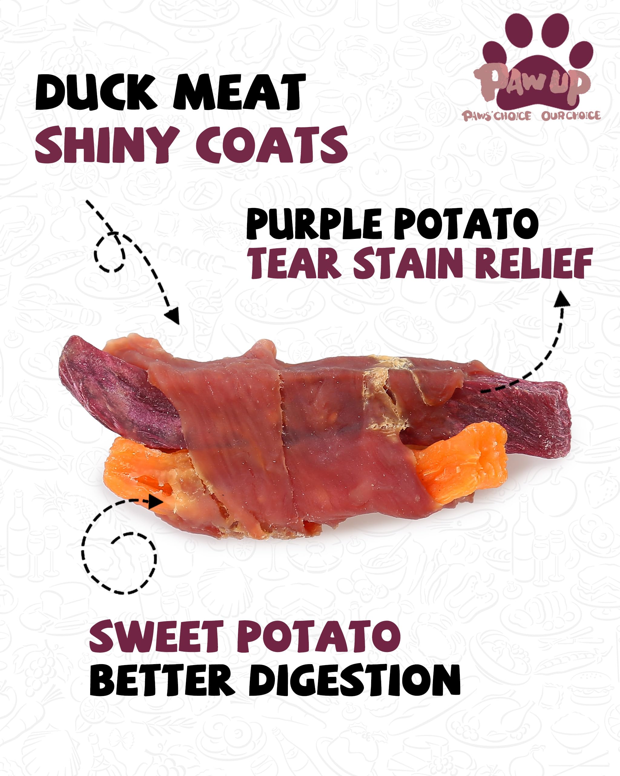 PAWUP Duck & Sweet Potato Dog Treats, High Fiber Pet Treats for Medium Dogs, Healthy Chews Snack, High in Protein, 12.5 oz