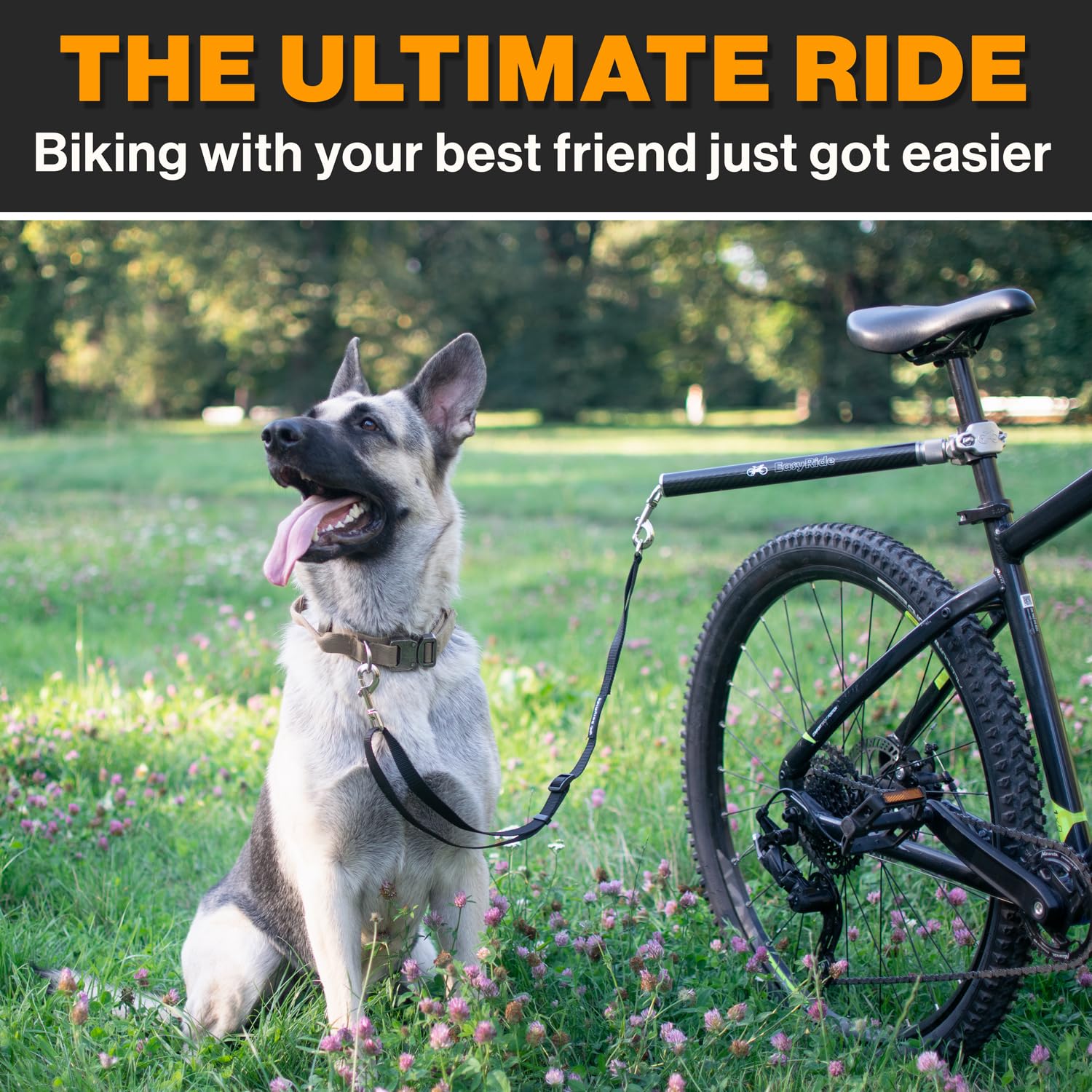 Malabi V2.0-180?Rotating Dog Bike Leash - With Shock Absorbers And Quick Attach Mechanism | Carbon Fiber | Detachable, Adjustable For The Smoothest Ride- Patent Pending (Black)