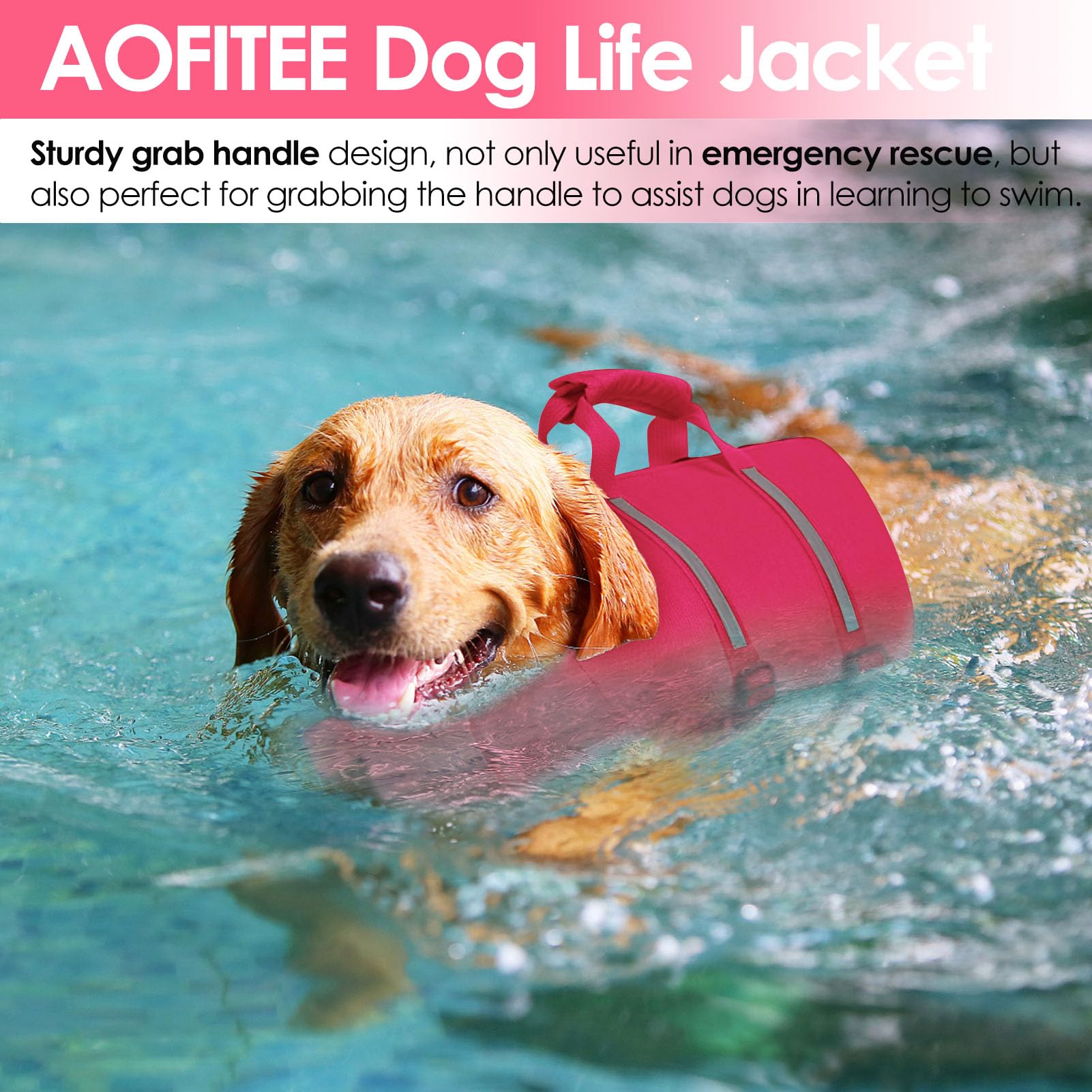 Aofitee Dog Life Jacket Large, Xl Dog Life Vest For Swimming, Xl Dogs Swim Vest, High Buoyancy Pet Float Life Preserver With Bac
