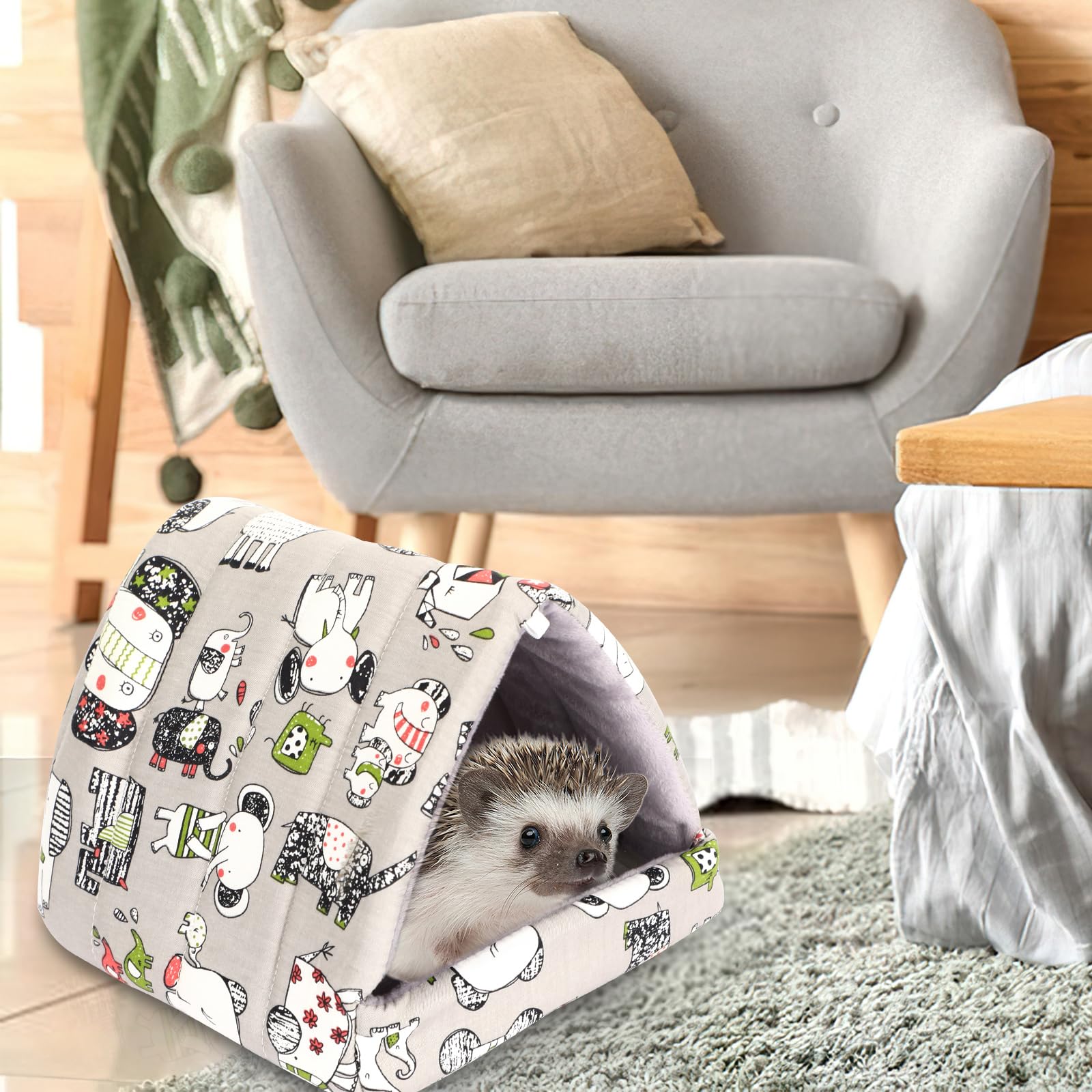 Upins 2 Pack 9.8 Inches Guinea Pig Bed, Guinea Pig Hideout Washable Small Animal House Cage Accessories For Dwarf Rabbits Chinch