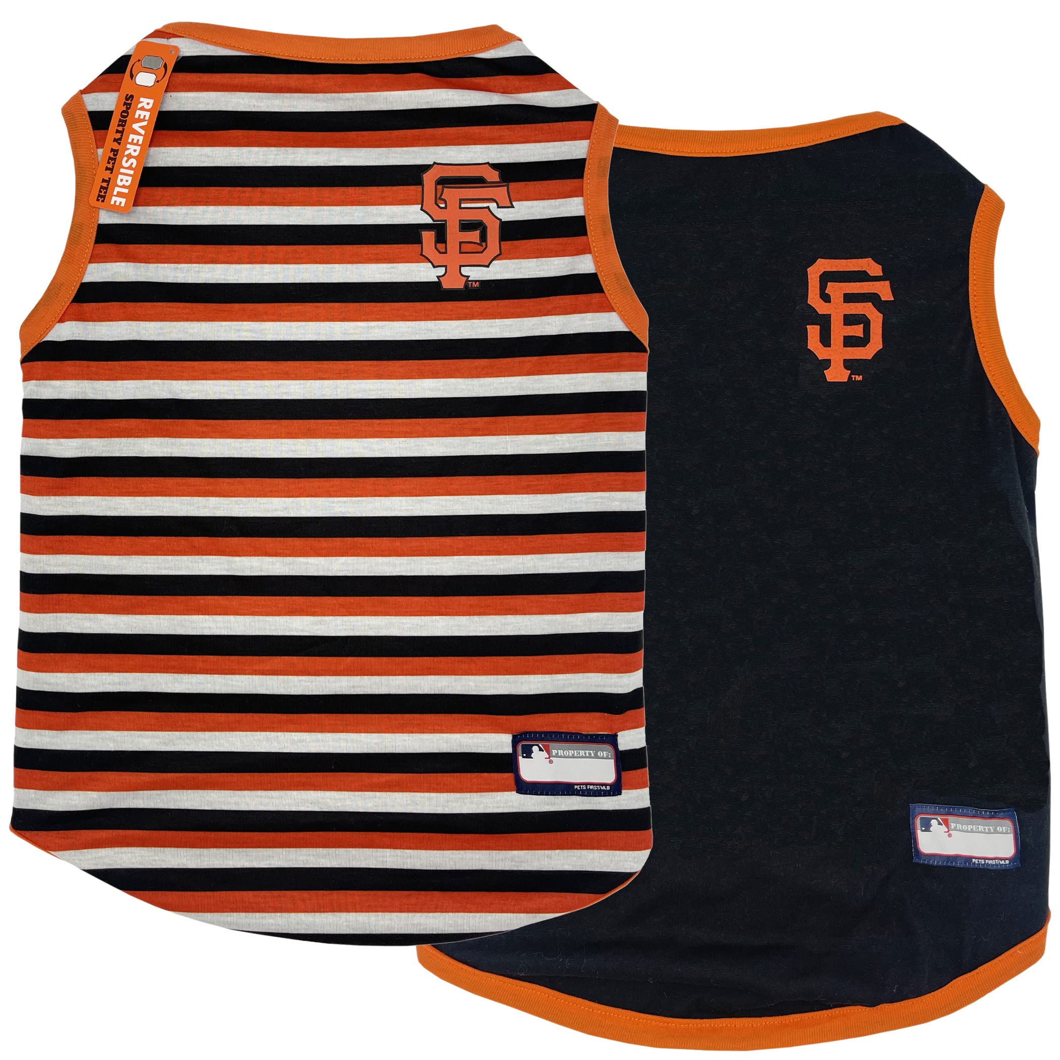 Pets First Mlb San Francisco Giants Reversible T-Shirt, X-Large For Dogs & Cats. A Pet Shirt With The Team Logo;Stripe Tee Shirt