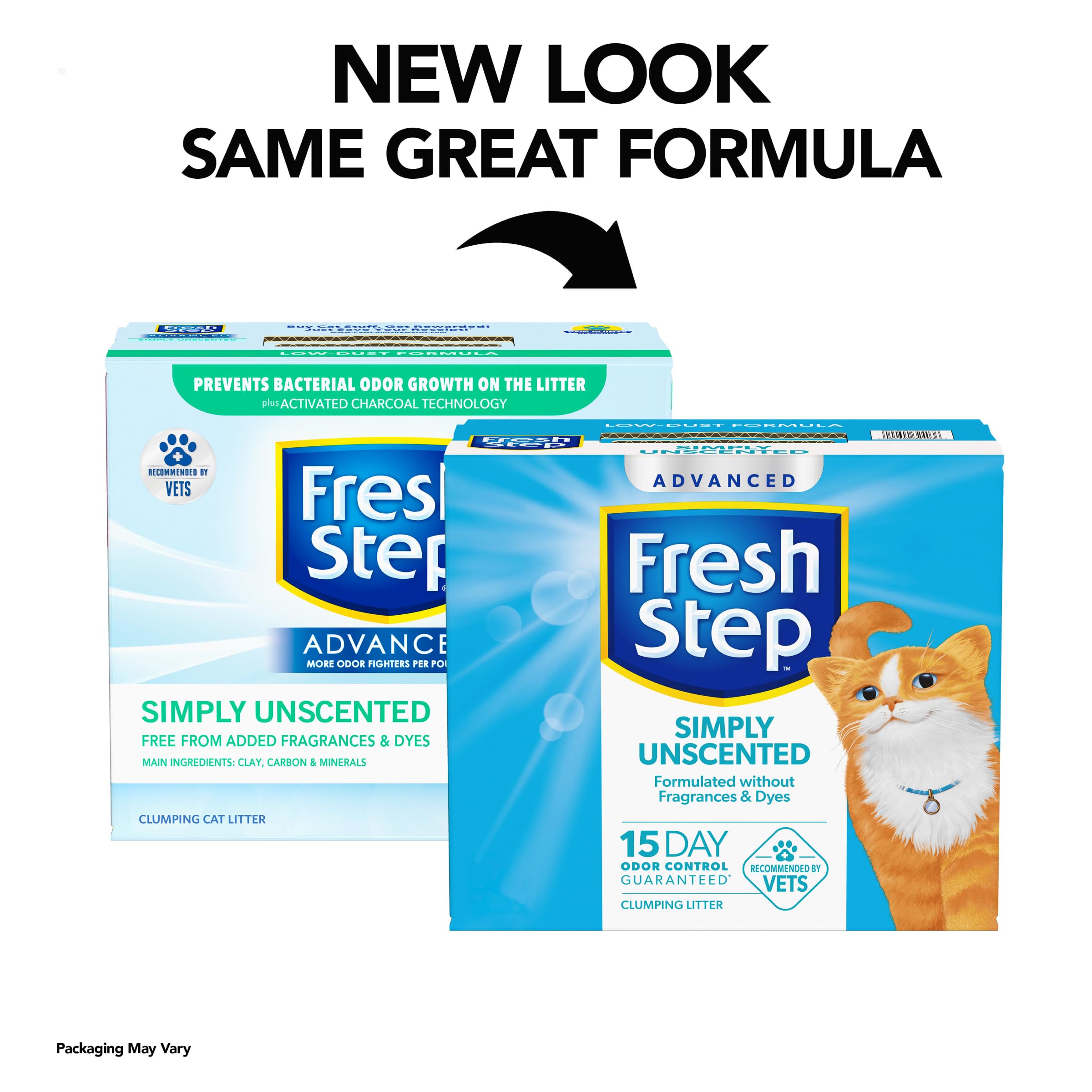 Fresh Step Advanced Simply Unscented Clumping Litter, Fresh Step Unscented Cat Litter Fights Odor On Contact, 37 Lbs. (2 X 18.5 Lb. Box)
