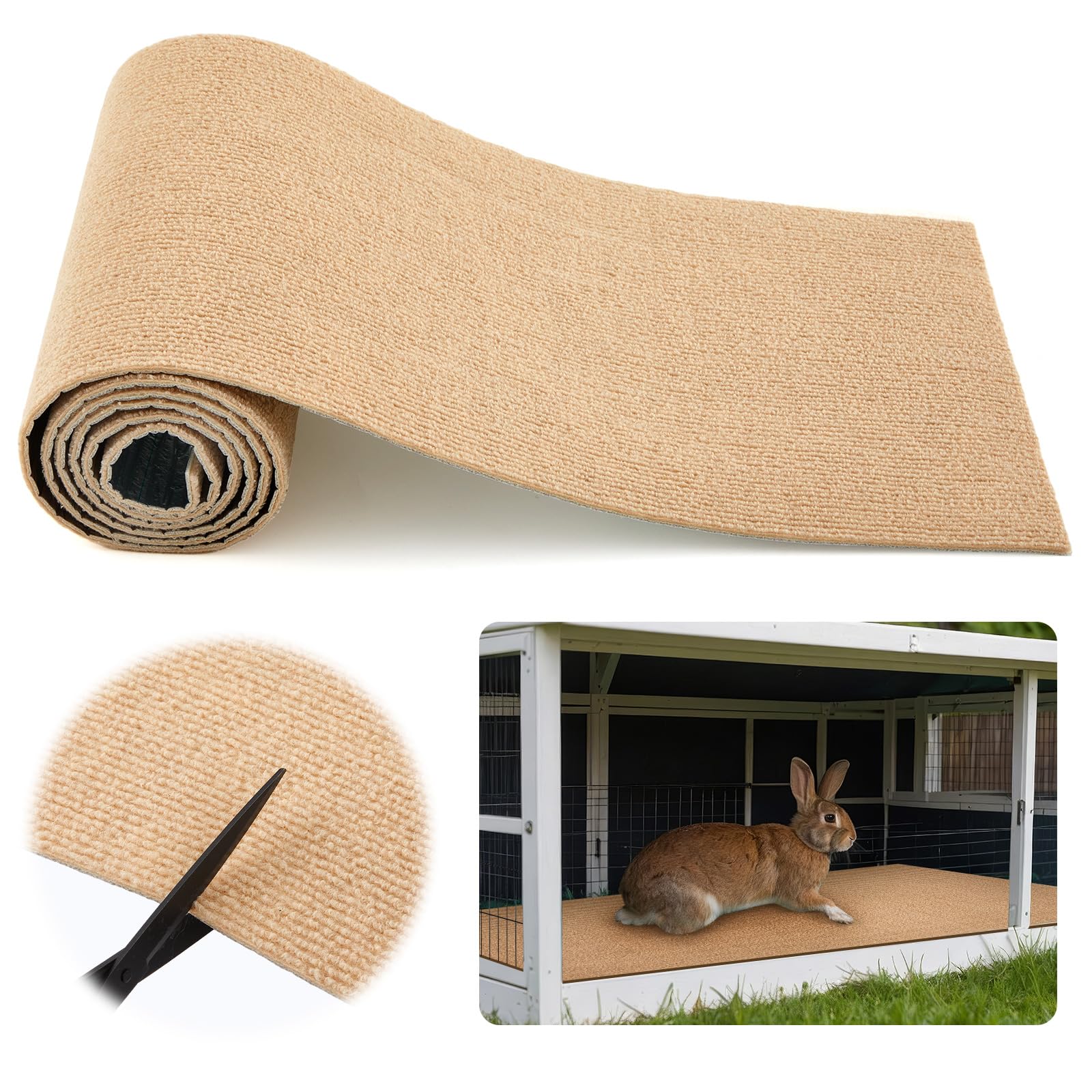 Maasechs Rabbit Scratch Mat 12 Inch X 6.56 ft Self Adhesive Bunny Scratching Pad Cuttable Claw and Teeth Care Rabbit Mat for Cag
