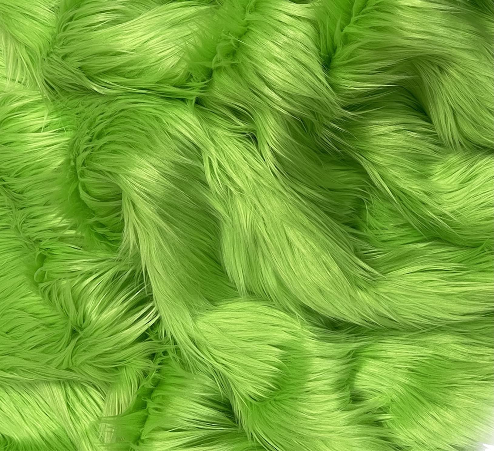 Eovea - Shaggy Faux Fur Fabric - One Yard - 60 X 18 Inches - Lime Green - Diy Craft Supply, Hobby, Costume, Decoration,Coat,Vest