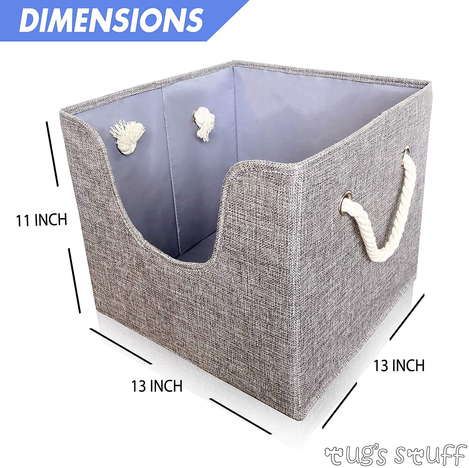 Premium Dog Toy Bin & Blanket Basket - Living Room & Nursery Storage, Easy to Clean, Perfect for Toy Organization - 13x13x11