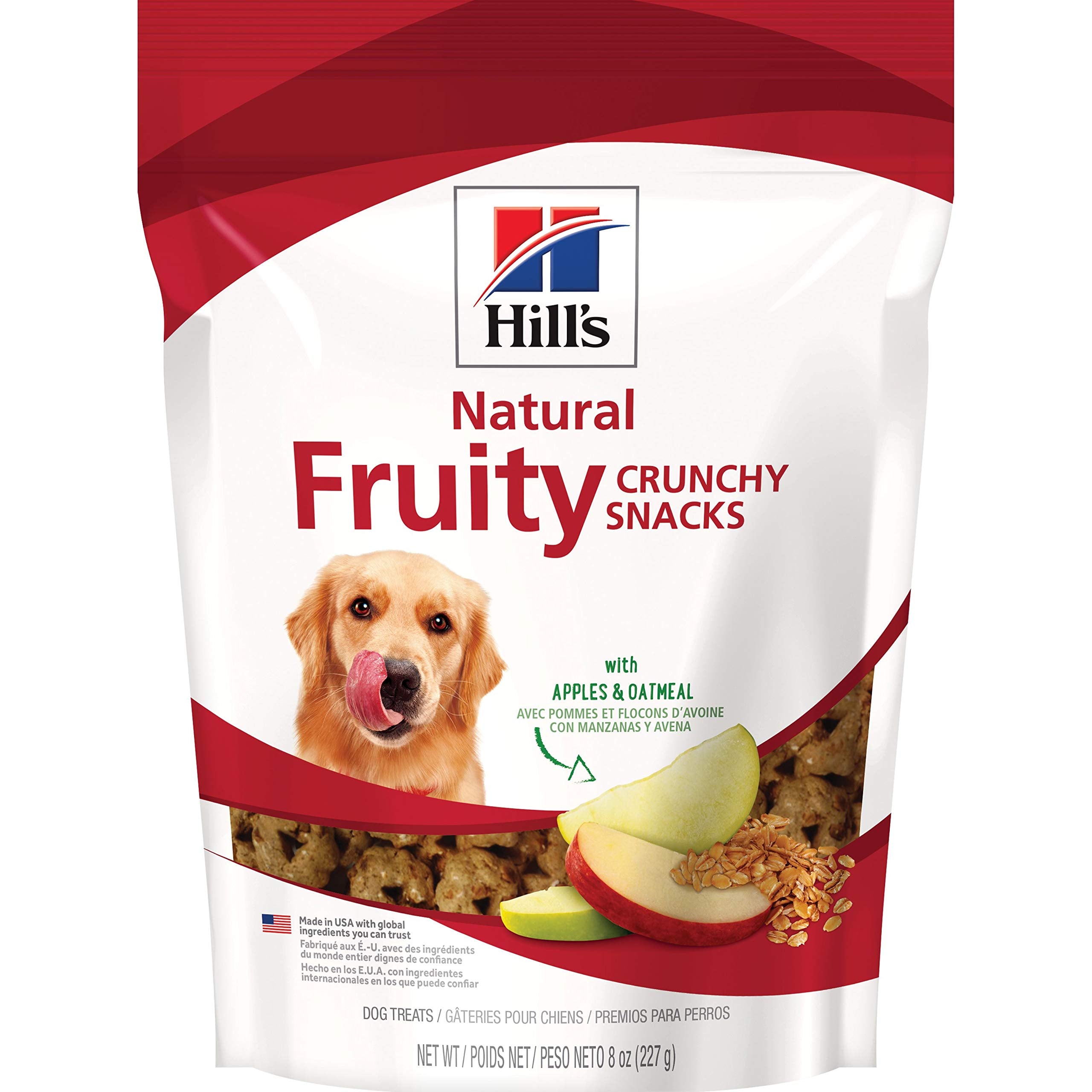 Hills Natural Fruity Crunchy Snacks, All Life Stages, Great Taste, Dog Treats, Apples & Oatmeal , 8 oz Bag