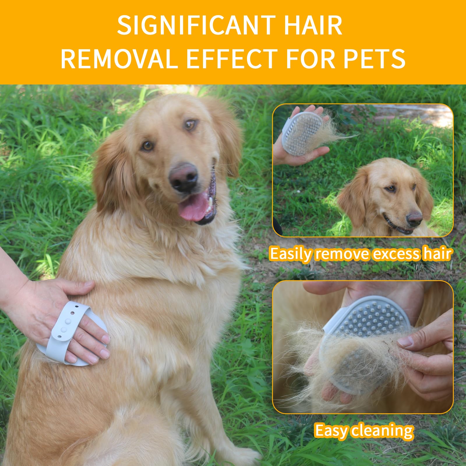 Dsoe Dog Bath Brush | Dog Grooming Brush, Dog Shampoo Massage Bath Brush Comb With Adjustable Loop Handle For Grooming Short And