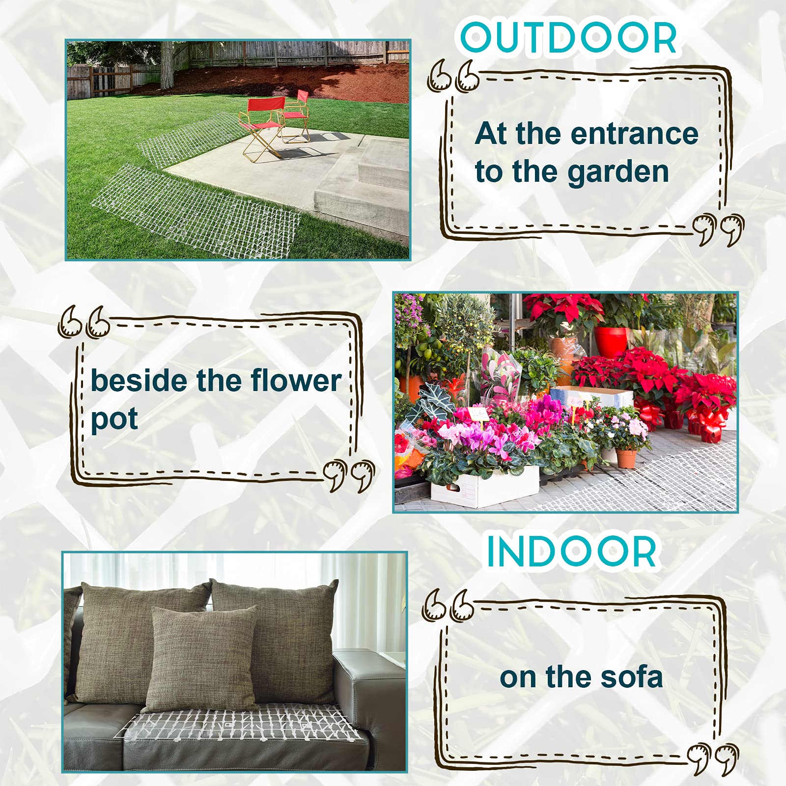 Scat Mat With Spikes Prickle Strips For Cats Dogs Spiked Mat Network Digging Stopper For Garden Fence Outdoor Indoor Keep Pet Dog Cat Off Couch Furniture (79 X 12 Inch, White)