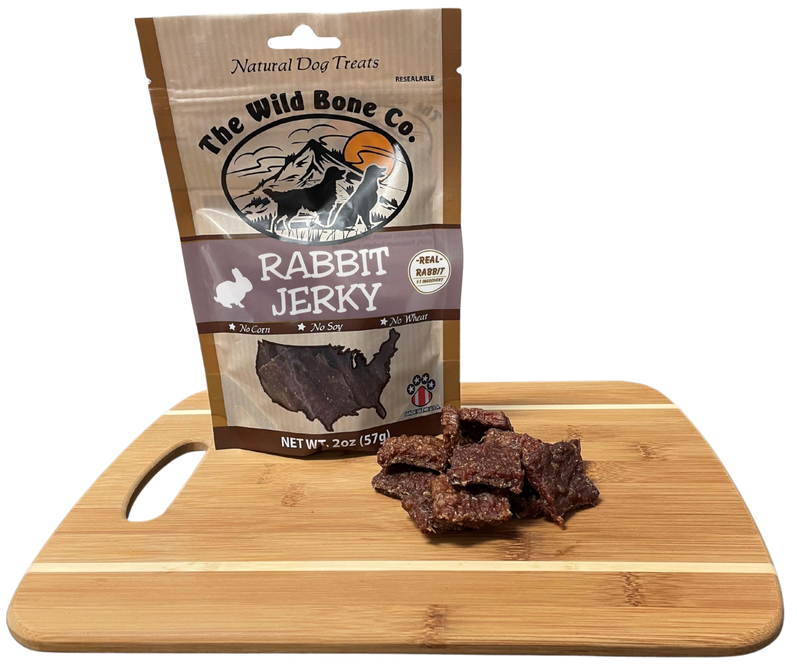 Wild Bone Company Rabbit Jerky Natural Dog Treats, 2.25 Ounces, Made in The USA