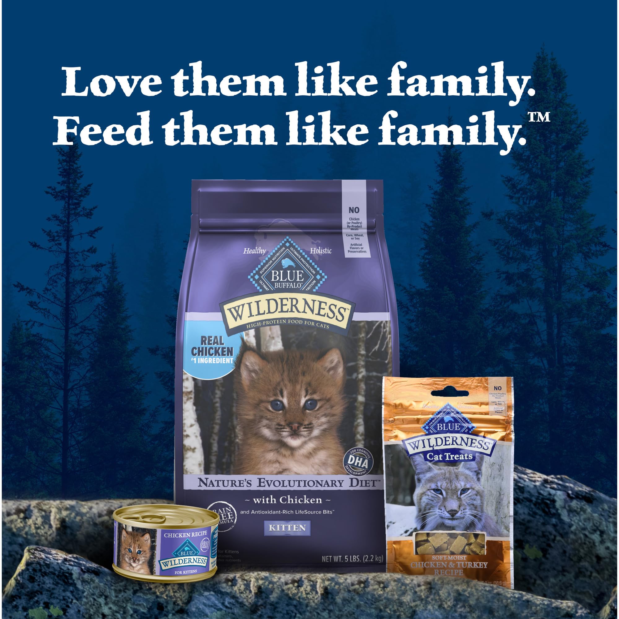 Blue Buffalo Wilderness High-Protein Grain-Free Wet Kitten Food, Chicken Pat   Recipe, 3-oz Cans, 24-Count