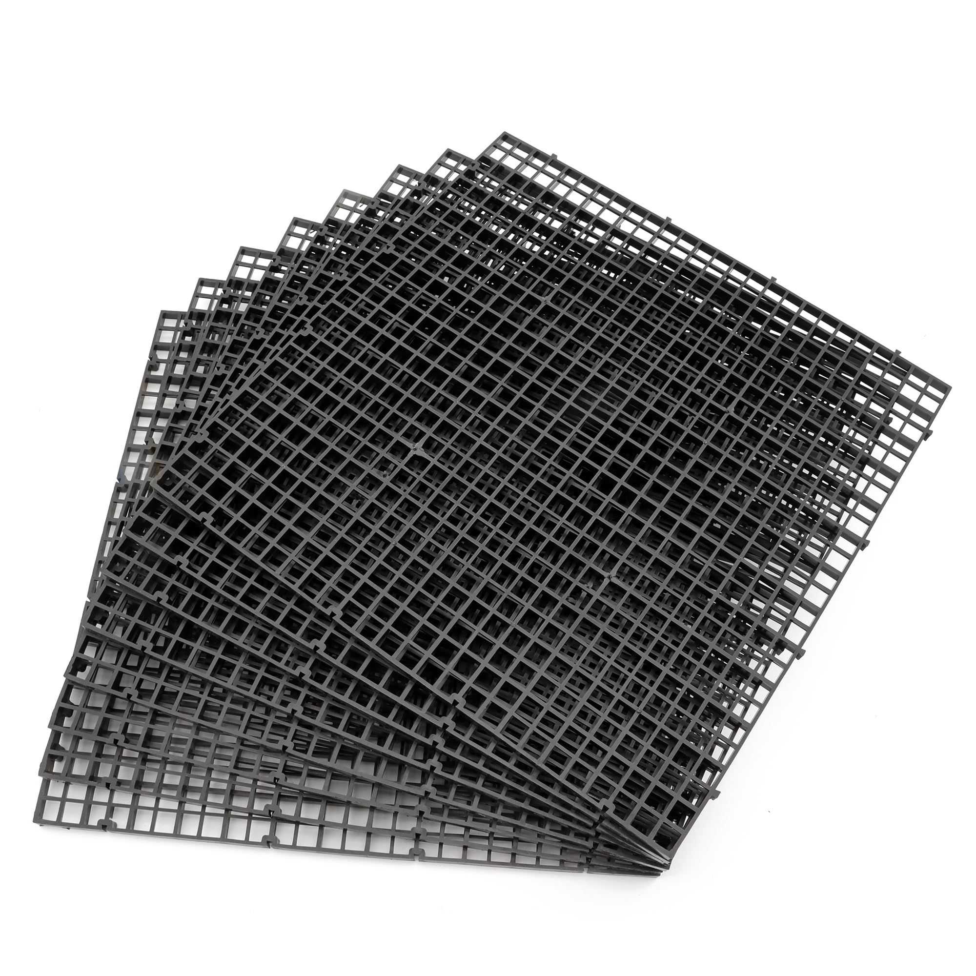 Aquarium Fish Tank Bottom Isolation 8 Pcs, Plastic Egg Crate Grid Divider Tray Egg (L 8pcs Black)