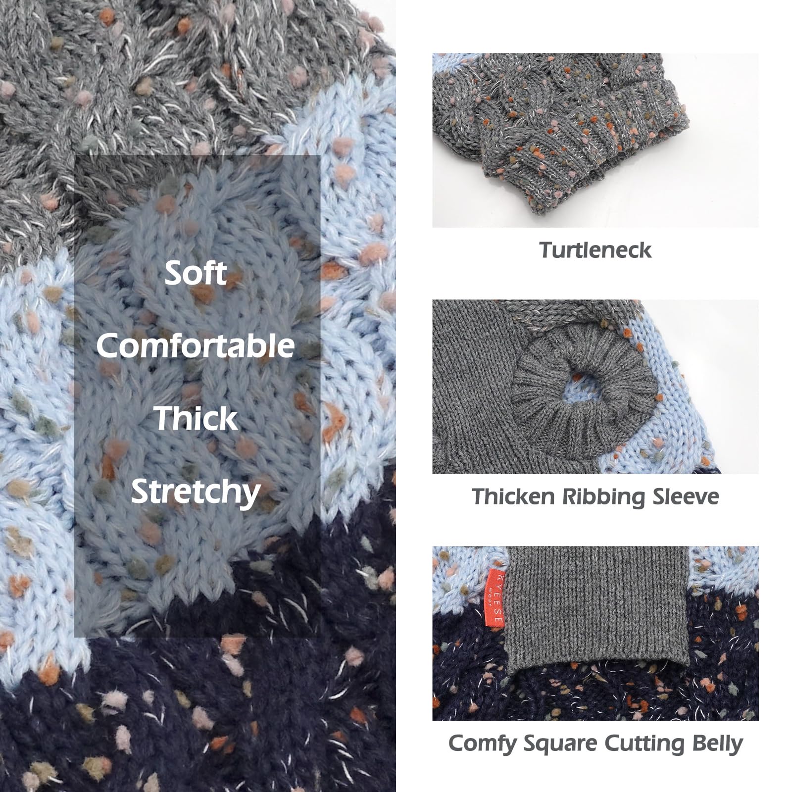 Kyeese Dog Sweater Color Block With Fuzzy Thread Knitted Turtleneck Dog Knitwear With Dots In A Variety Of Colors For Small Dogs