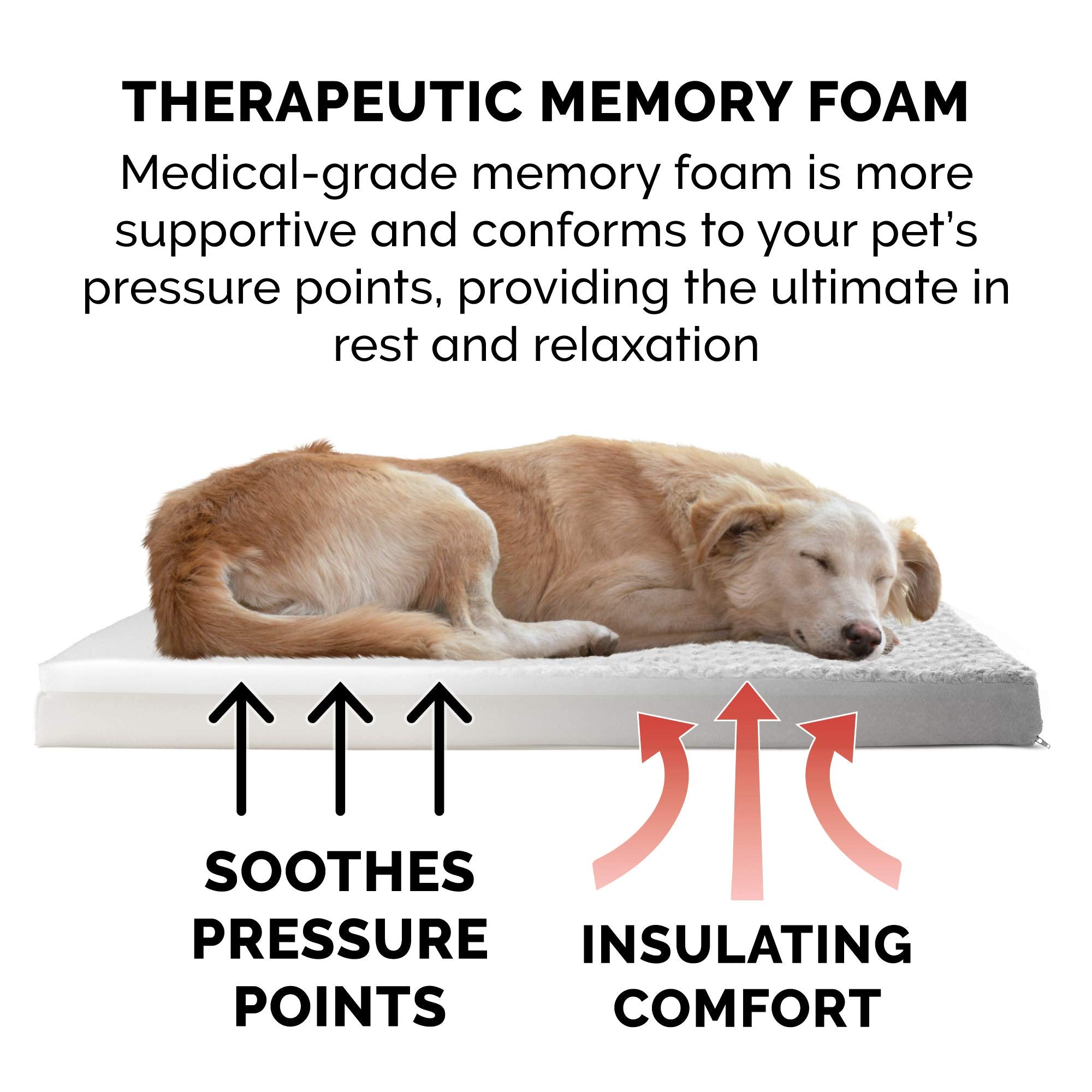 Furhaven Memory Foam Dog Bed for Large Dogs w/ Removable Washable Cover, For Dogs Up to 95 lbs - Ultra Plush Faux Fur & Suede Ma